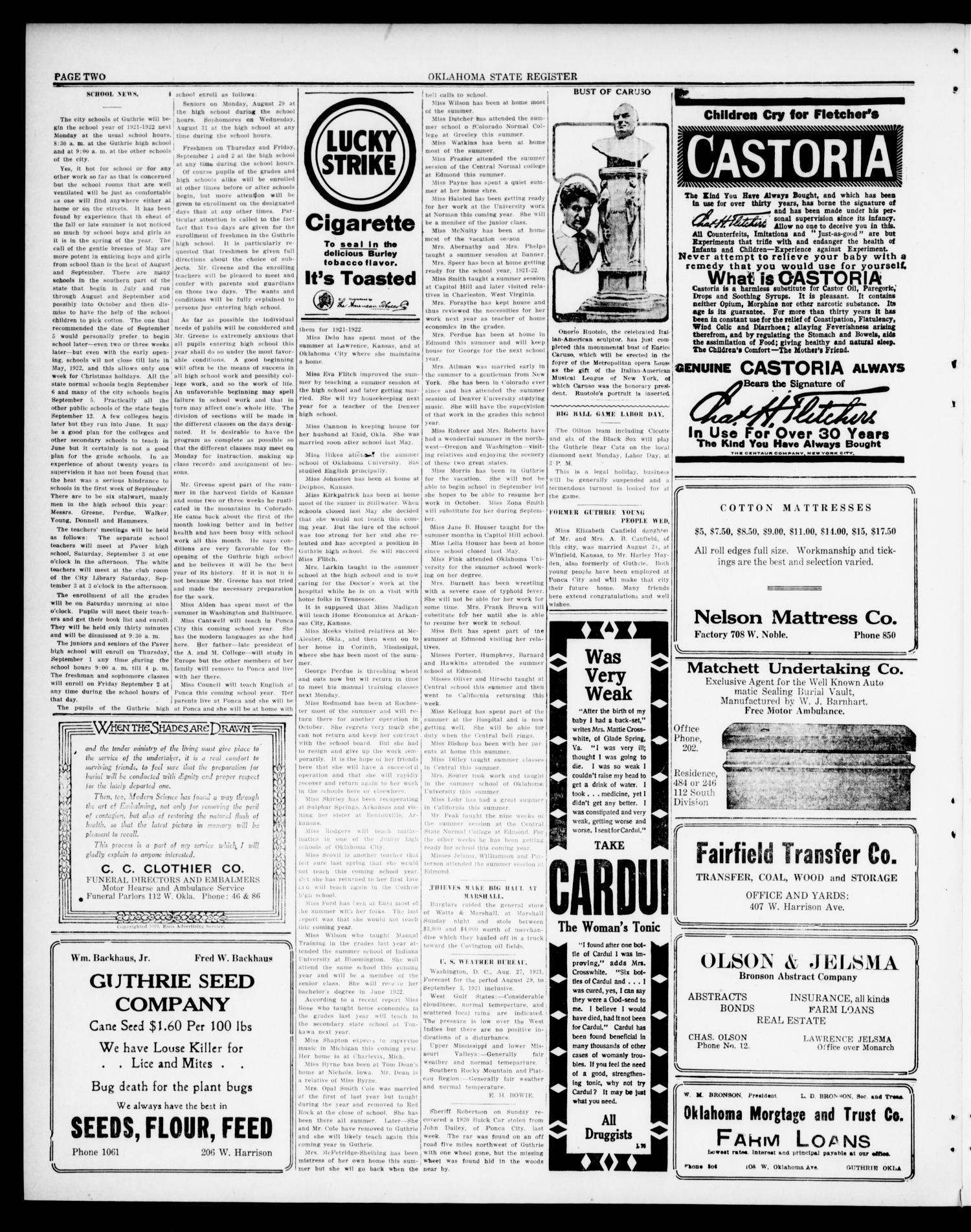 Oklahoma State Register (Guthrie, Okla.), Vol. 30, No. 18, Ed. 1 Thursday, September 1, 1921
                                                
                                                    [Sequence #]: 2 of 8
                                                
