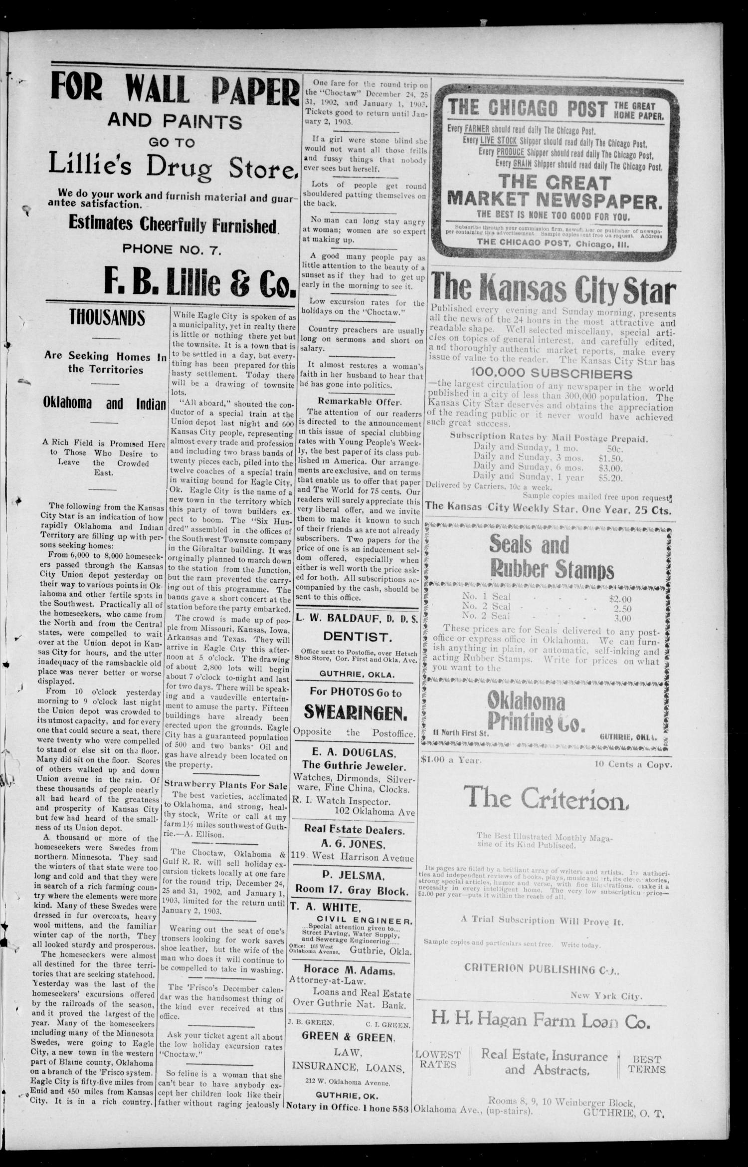The Southwest World (Guthrie, Okla.), Vol. 3, No. 42, Ed. 1 Saturday, December 13, 1902
                                                
                                                    [Sequence #]: 3 of 8
                                                