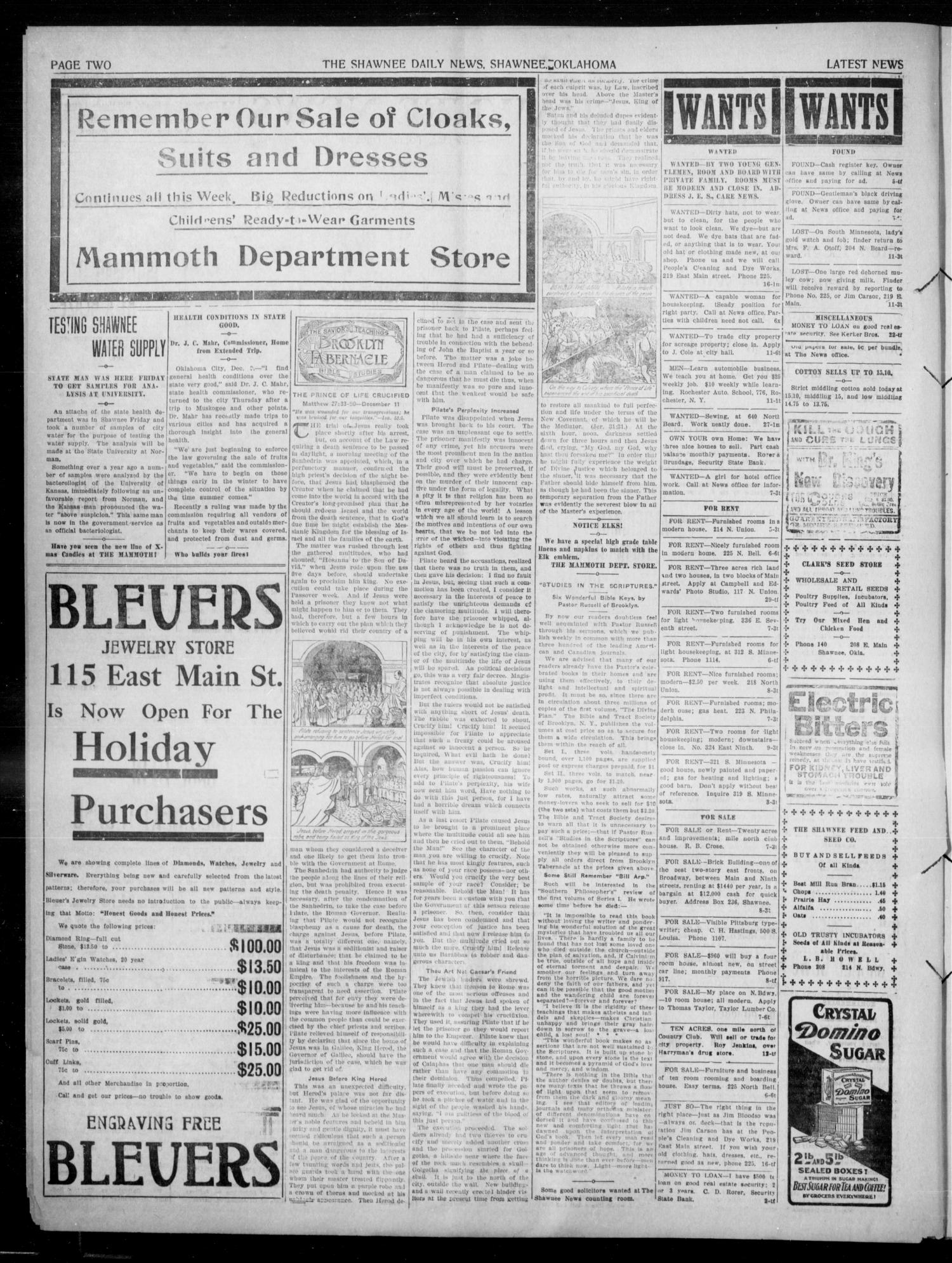 The Shawnee News (Shawnee, Okla.), Vol. 15, No. 191, Ed. 2 Sunday, December 11, 1910
                                                
                                                    [Sequence #]: 2 of 8
                                                