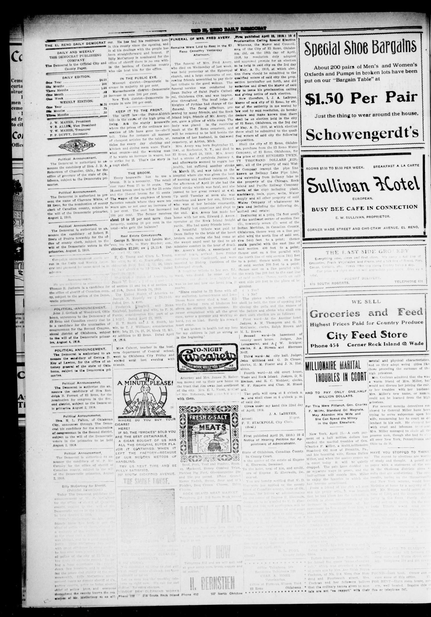 El Reno Daily Democrat (El Reno, Okla.), Vol. 10, No. 17, Ed. 1 Monday, April 25, 1910
                                                
                                                    [Sequence #]: 2 of 4
                                                