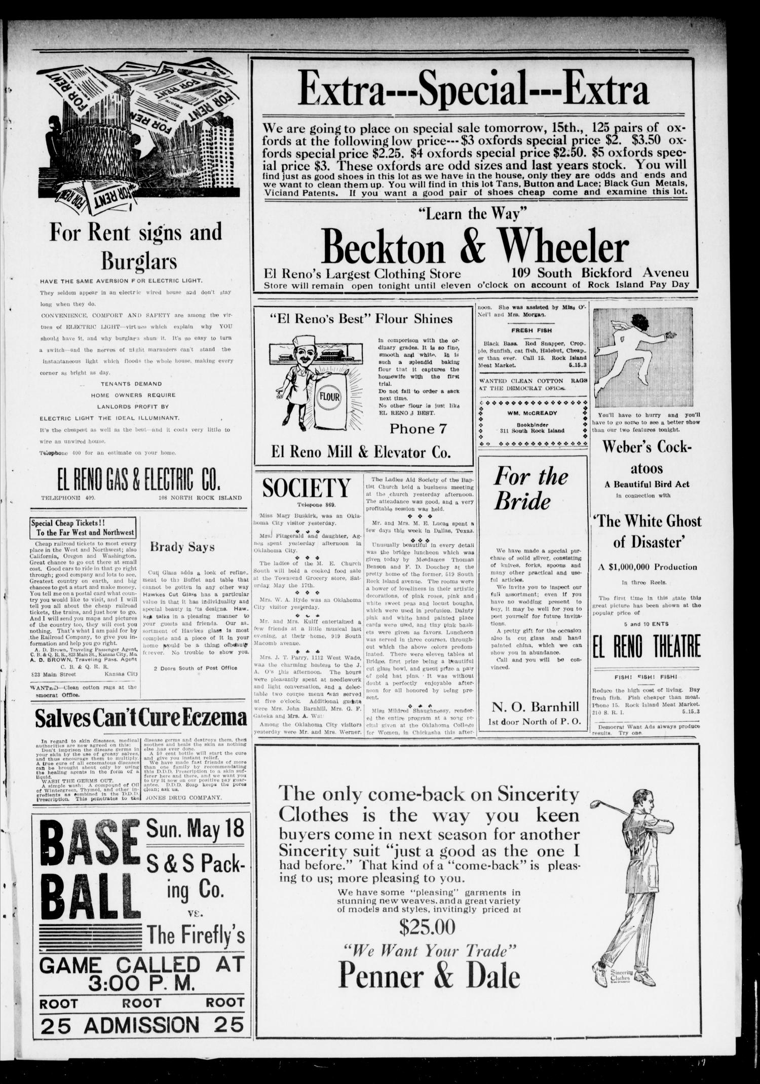El Reno Daily Democrat (El Reno, Okla.), Vol. 23, No. 21, Ed. 1 Friday, May 16, 1913
                                                
                                                    [Sequence #]: 3 of 4
                                                