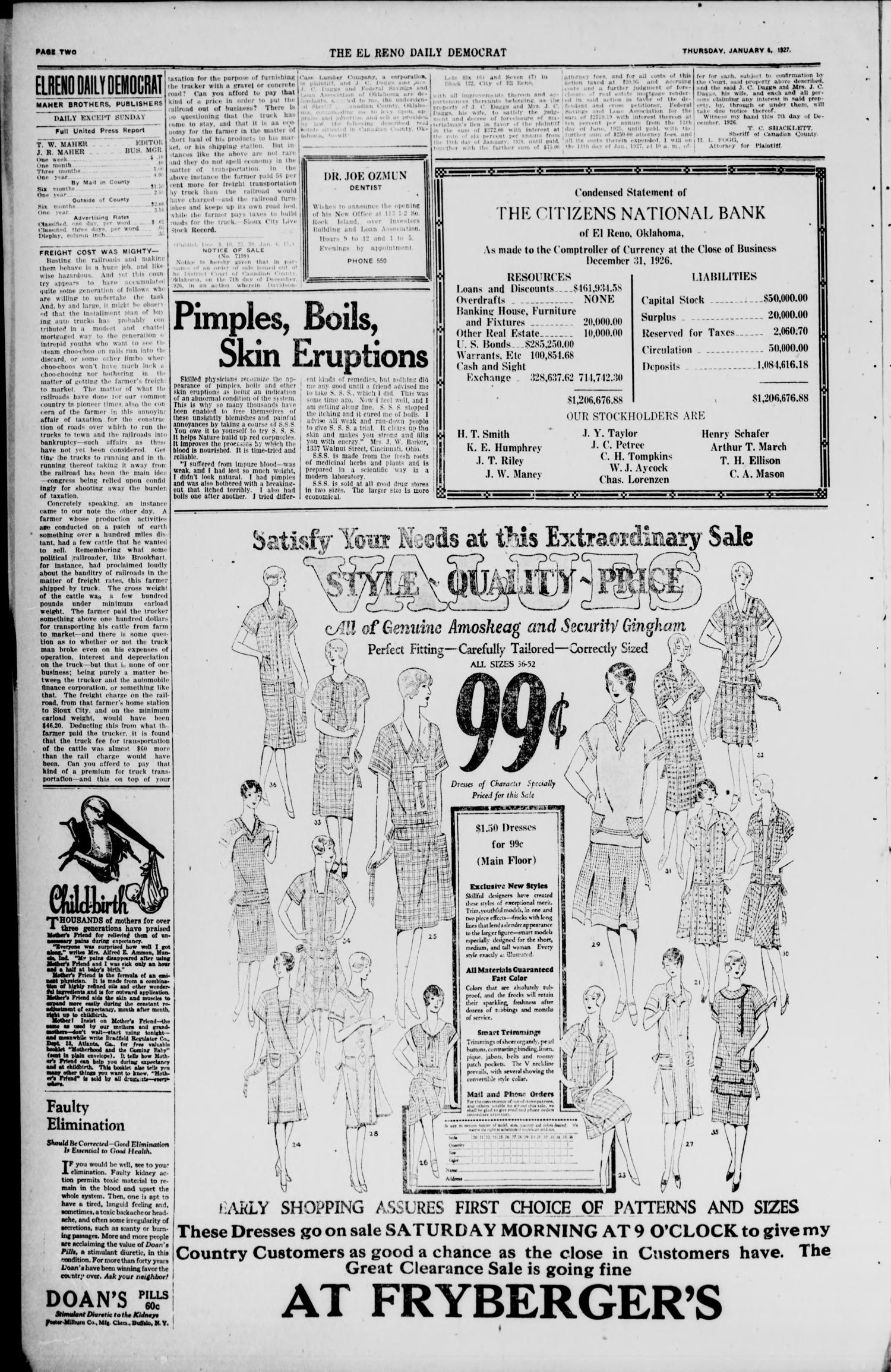 The El Reno Daily Democrat (El Reno, Okla.), Vol. 35, No. 300, Ed. 1 Thursday, January 6, 1927
                                                
                                                    [Sequence #]: 2 of 4
                                                