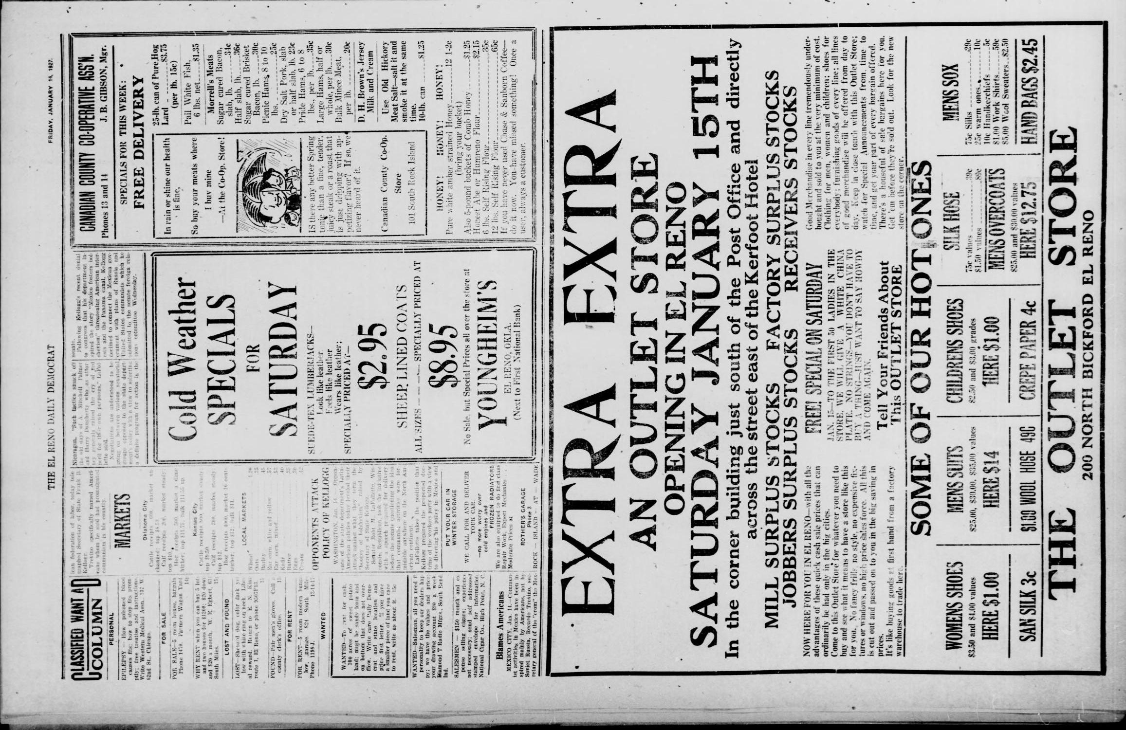 The El Reno Daily Democrat (El Reno, Okla.), Vol. 35, No. 307, Ed. 1 Friday, January 14, 1927
                                                
                                                    [Sequence #]: 4 of 4
                                                