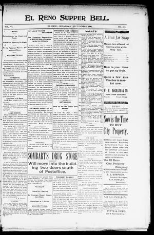 Primary view of object titled 'El Reno Supper Bell. (El Reno, Okla.), Vol. 6, No. 325, Ed. 1 Thursday, September 5, 1901'.