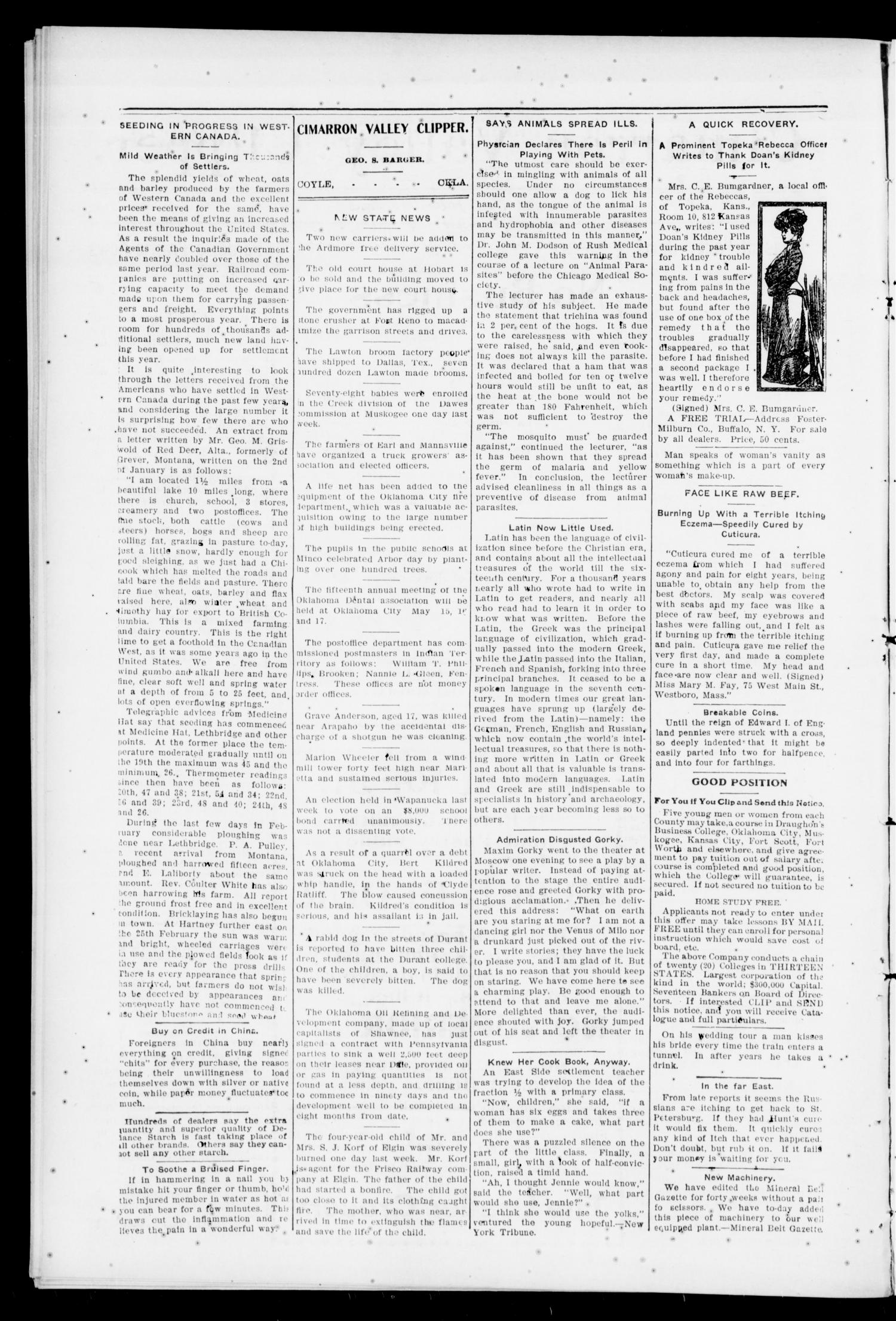 Cimarron Valley Clipper. (Coyle, Okla.), Vol. 5, No. 48, Ed. 1 Thursday, March 23, 1905
                                                
                                                    [Sequence #]: 2 of 8
                                                