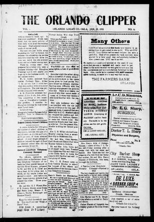 Primary view of object titled 'The Orlando Clipper (Orlando, Okla.), Vol. 9, No. 6, Ed. 1 Friday, January 15, 1915'.
