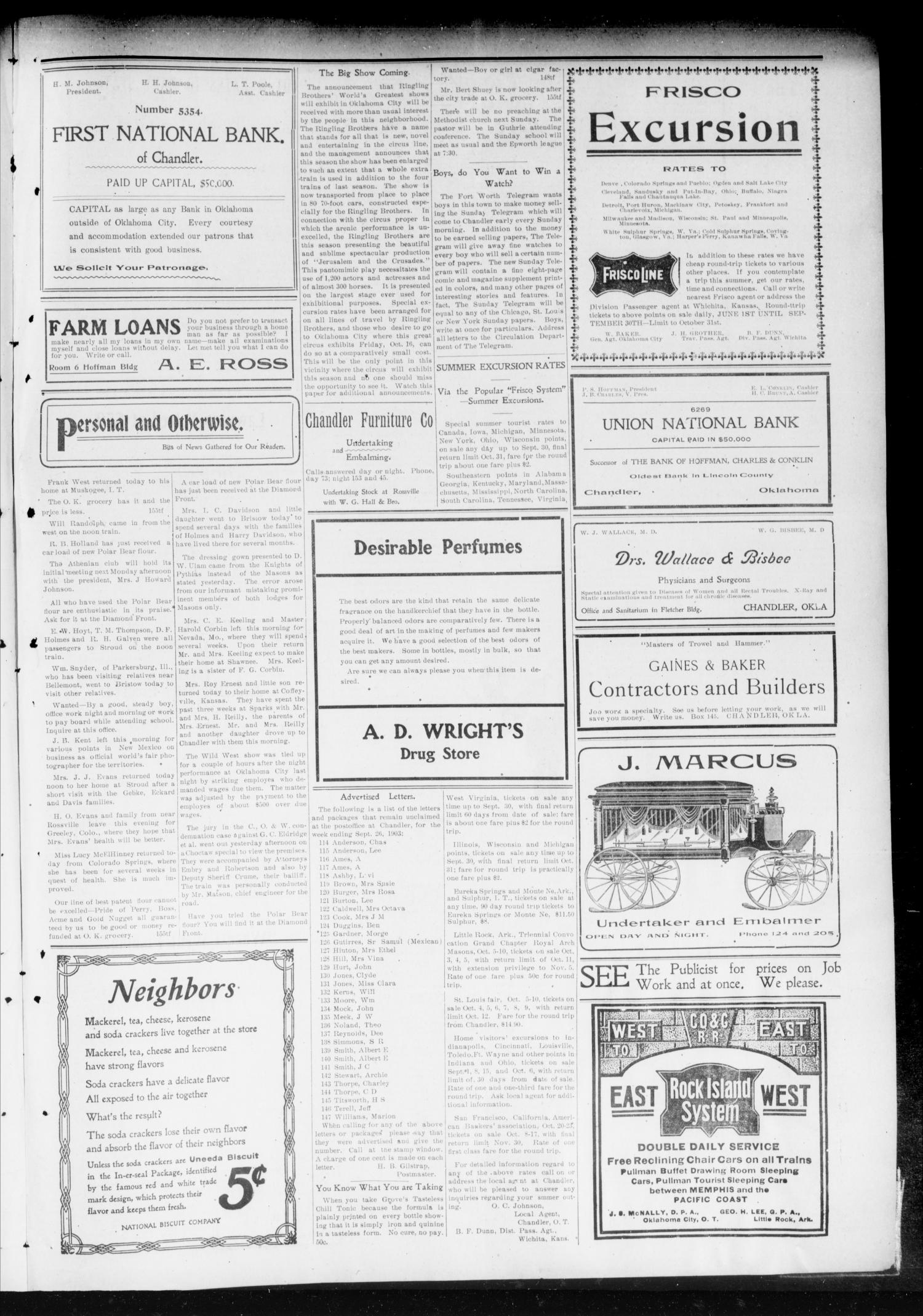 Chandler Daily Publicist. (Chandler, Okla. Terr.), Vol. 2, No. 156, Ed. 1 Wednesday, September 30, 1903
                                                
                                                    [Sequence #]: 3 of 4
                                                
