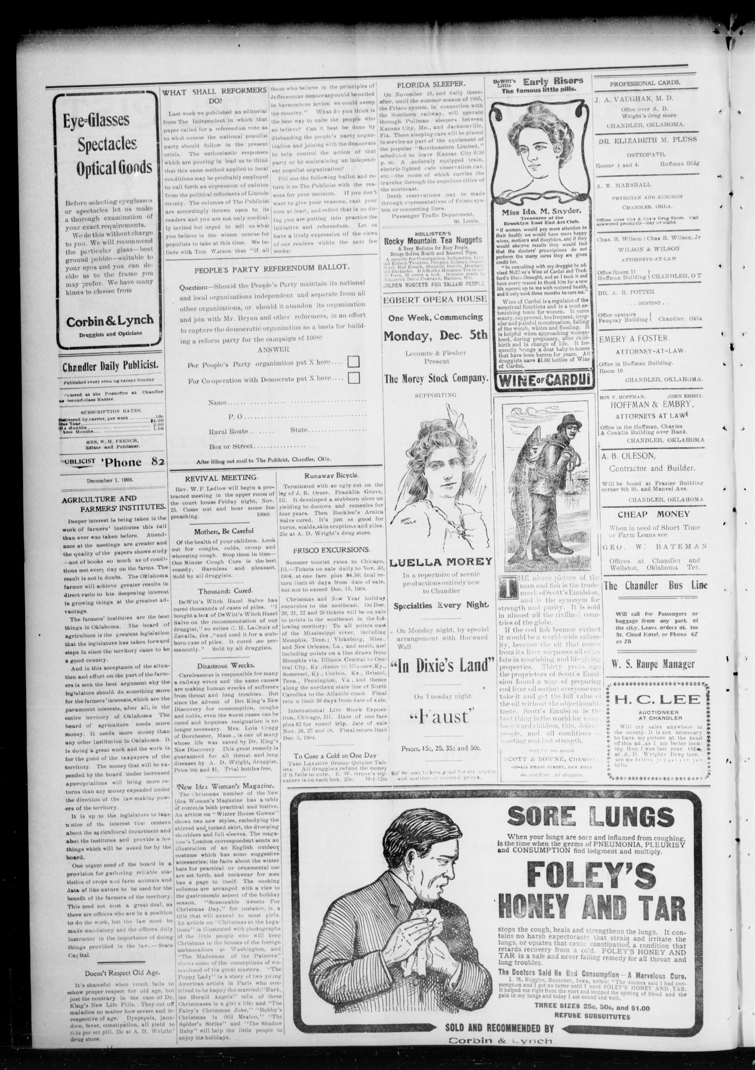 Chandler Daily Publicist. (Chandler, Okla. Terr.), Vol. 3, No. 210, Ed. 1 Thursday, December 1, 1904
                                                
                                                    [Sequence #]: 2 of 4
                                                