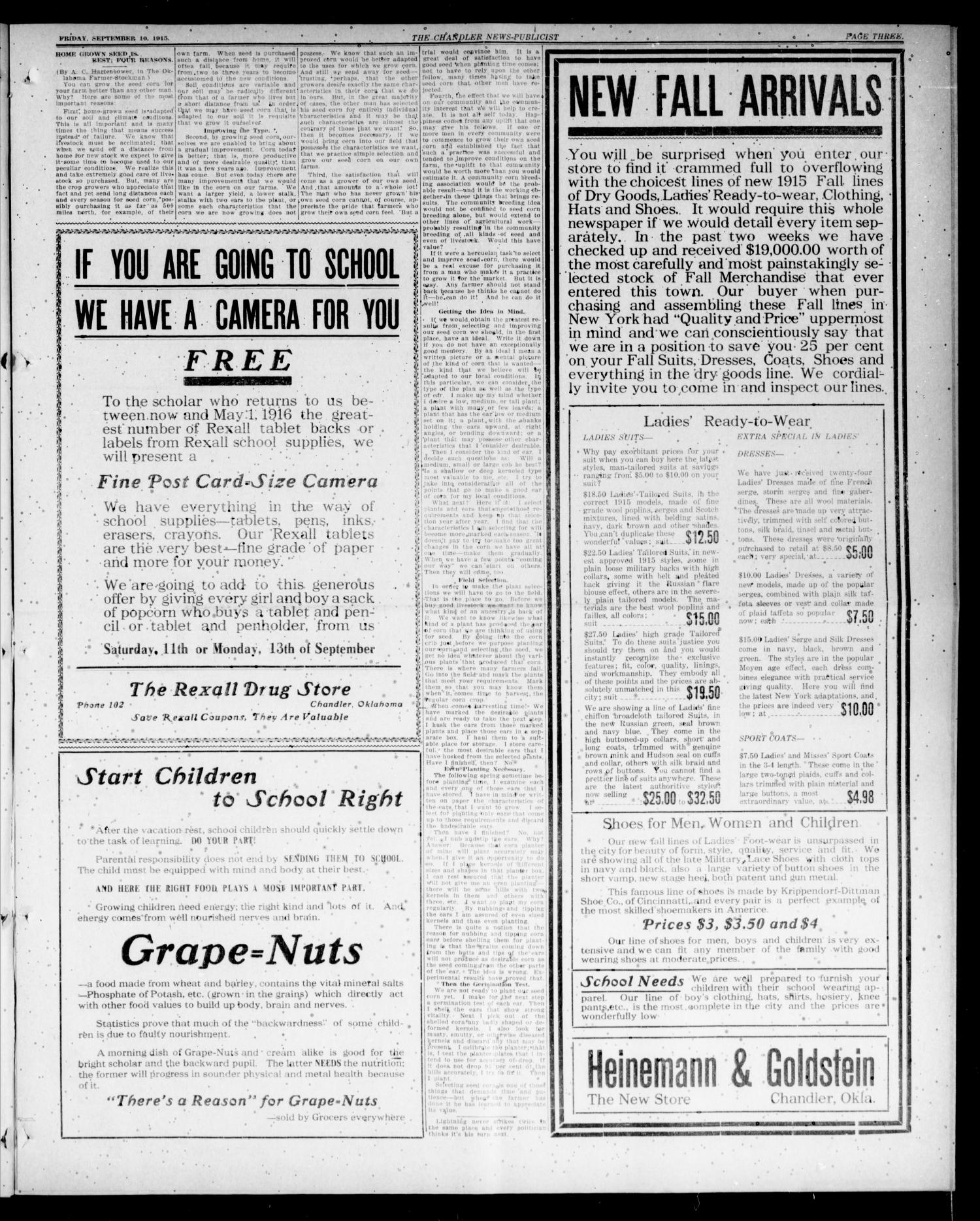 The Chandler News-Publicist (Chandler, Okla.), Vol. 24, No. 52, Ed. 1 Friday, September 10, 1915
                                                
                                                    [Sequence #]: 3 of 8
                                                