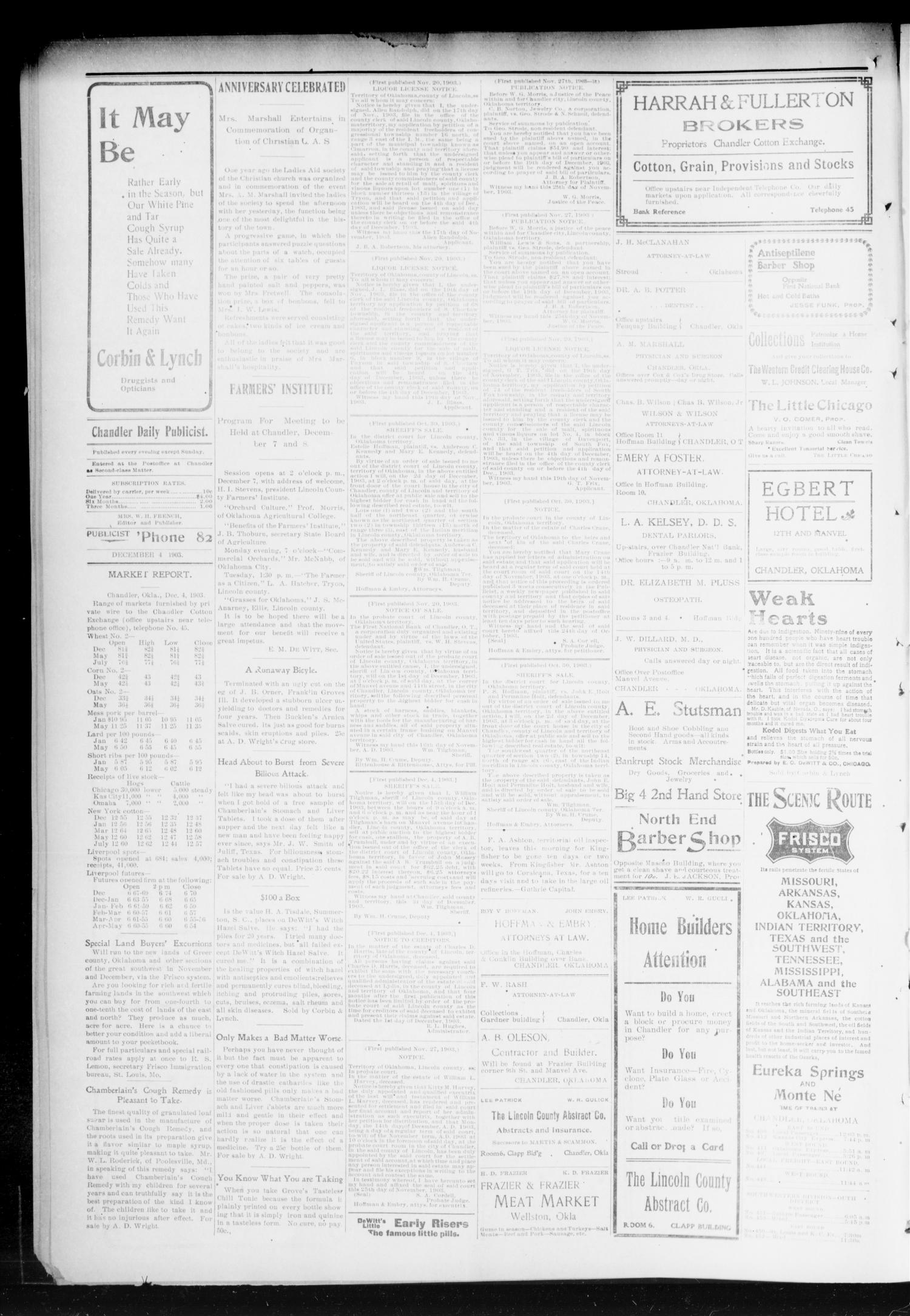 Chandler Daily Publicist. (Chandler, Okla. Terr.), Vol. 2, No. 211, Ed. 1 Friday, December 4, 1903
                                                
                                                    [Sequence #]: 2 of 4
                                                