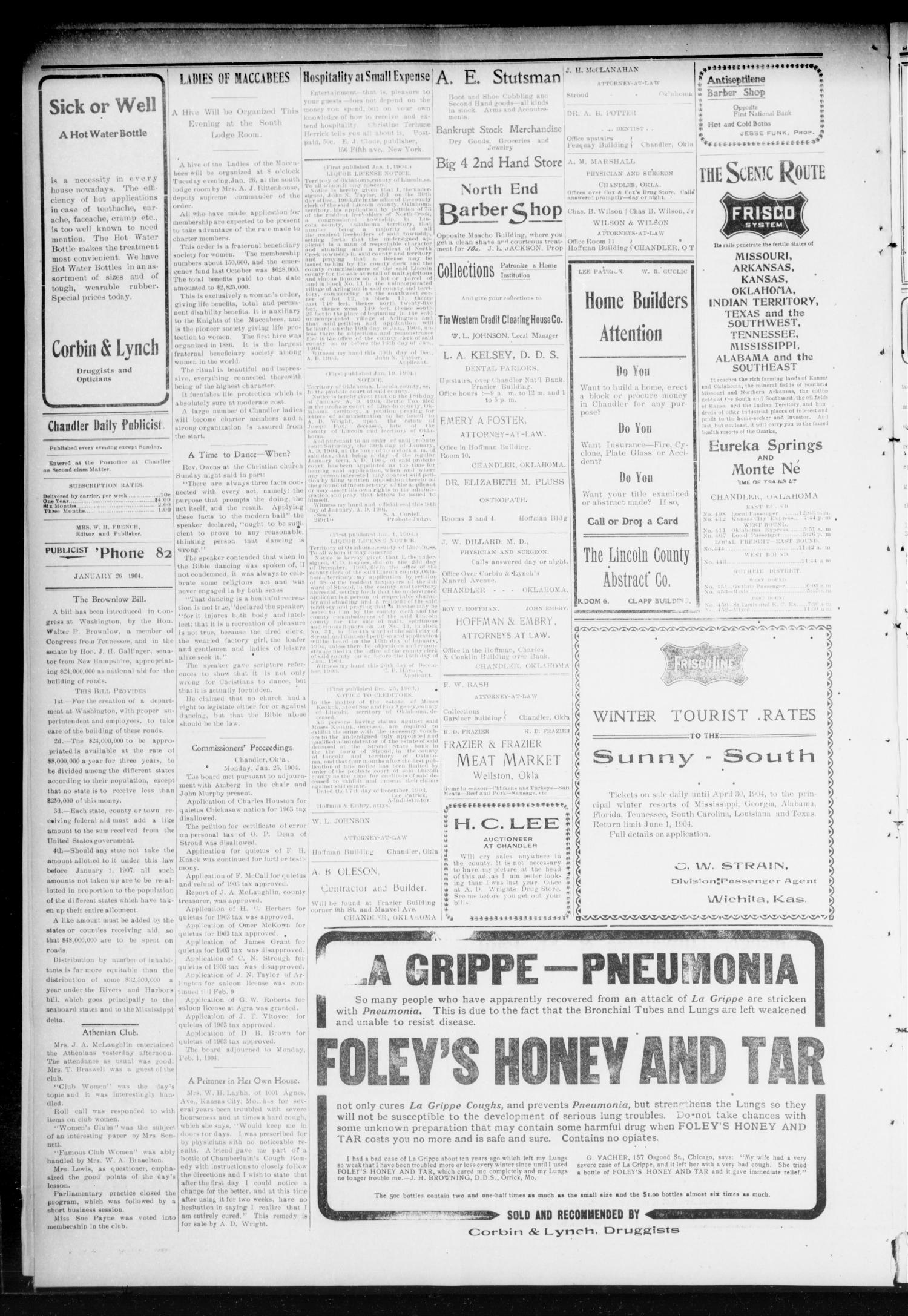 Chandler Daily Publicist. (Chandler, Okla. Terr.), Vol. 2, No. 255, Ed. 1 Tuesday, January 26, 1904
                                                
                                                    [Sequence #]: 2 of 4
                                                