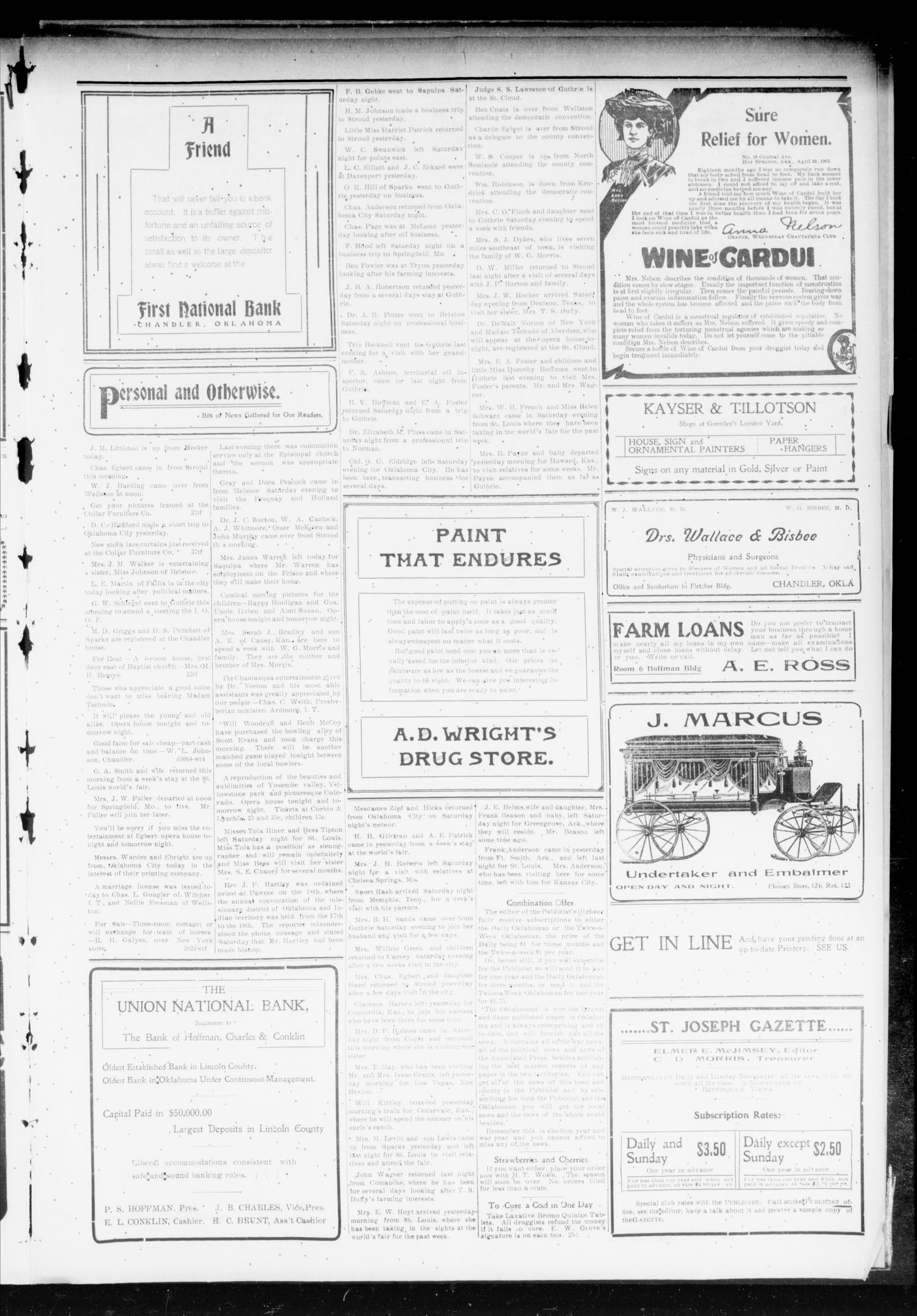 Chandler Daily Publicist. (Chandler, Okla. Terr.), Vol. 3, No. 45, Ed. 1 Monday, May 23, 1904
                                                
                                                    [Sequence #]: 3 of 4
                                                
