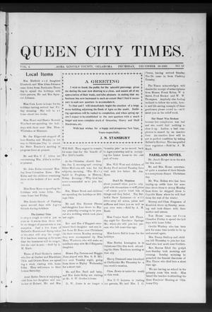 Queen City Times. (Agra, Okla.), Vol. 4, No. 16, Ed. 1 Thursday, December 30, 1909