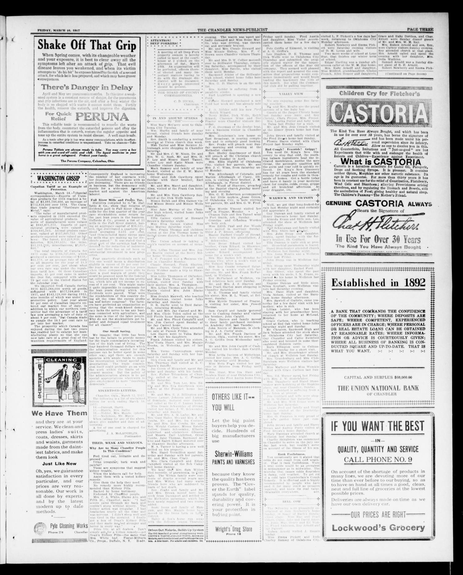 The Chandler News-Publicist (Chandler, Okla.), Vol. 26, No. 27, Ed. 1 Friday, March 16, 1917
                                                
                                                    [Sequence #]: 3 of 8
                                                