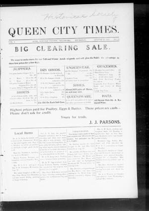 Queen City Times. (Agra, Okla.), Vol. 4, No. 50, Ed. 1 Thursday, August 25, 1910