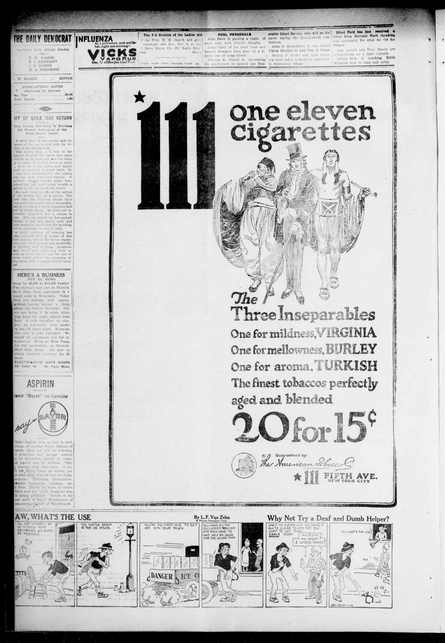 The El Reno Daily Democrat (El Reno, Okla.), Vol. 31, No. 169, Ed. 1 Wednesday, November 2, 1921
                                                
                                                    [Sequence #]: 2 of 4
                                                