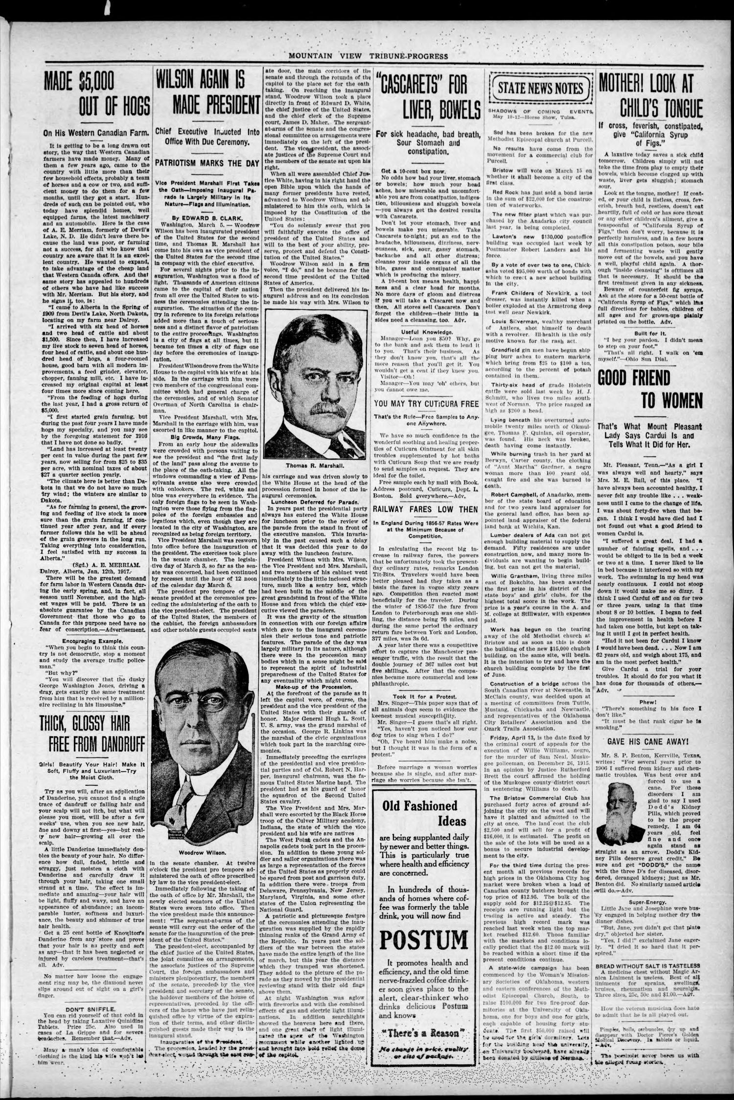 The Tribune-Progress (Mountain View, Okla.), Vol. 18, No. 44, Ed. 1 Friday, March 9, 1917
                                                
                                                    [Sequence #]: 3 of 8
                                                