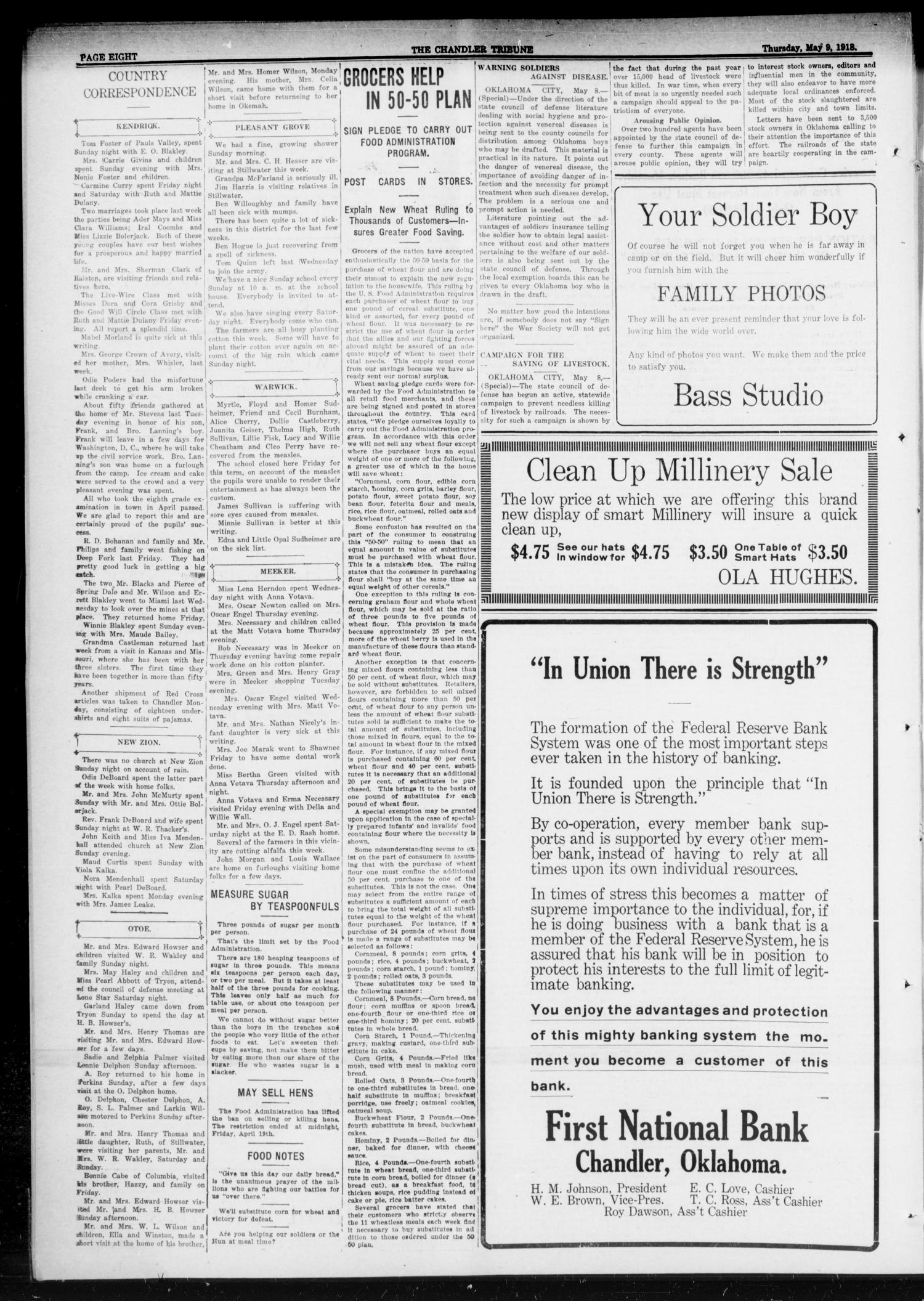 The Chandler Tribune (Chandler, Okla.), Vol. 18, No. 12, Ed. 1 Thursday, May 9, 1918
                                                
                                                    [Sequence #]: 8 of 12
                                                