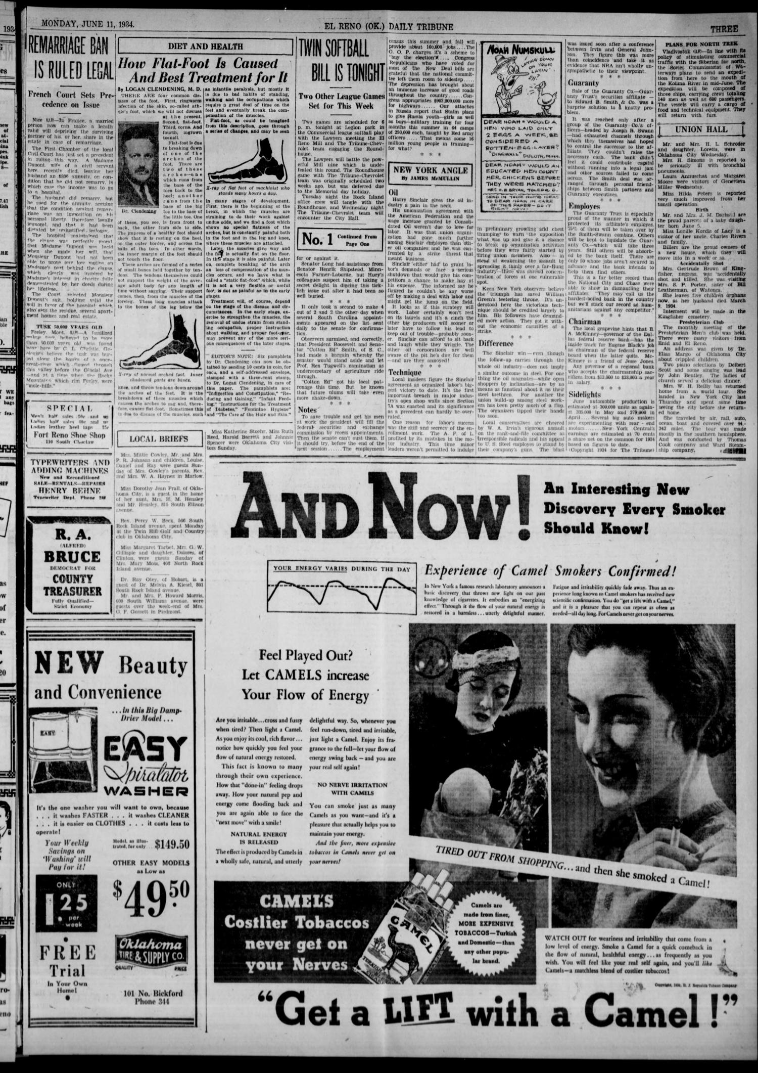 The El Reno Daily Tribune (El Reno, Okla.), Vol. 43, No. 55, Ed. 1 Monday, June 11, 1934
                                                
                                                    [Sequence #]: 3 of 8
                                                