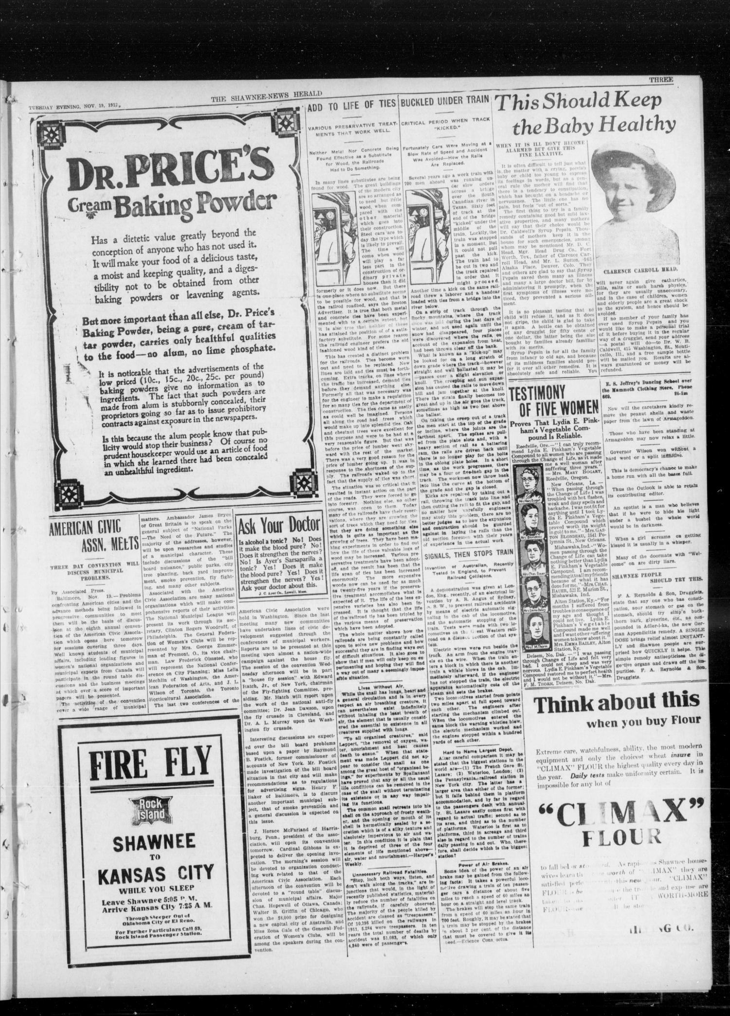 The Shawnee Daily News-Herald (Shawnee, Okla.), Vol. 17, No. 92, Ed. 1 Tuesday, November 19, 1912
                                                
                                                    [Sequence #]: 3 of 8
                                                