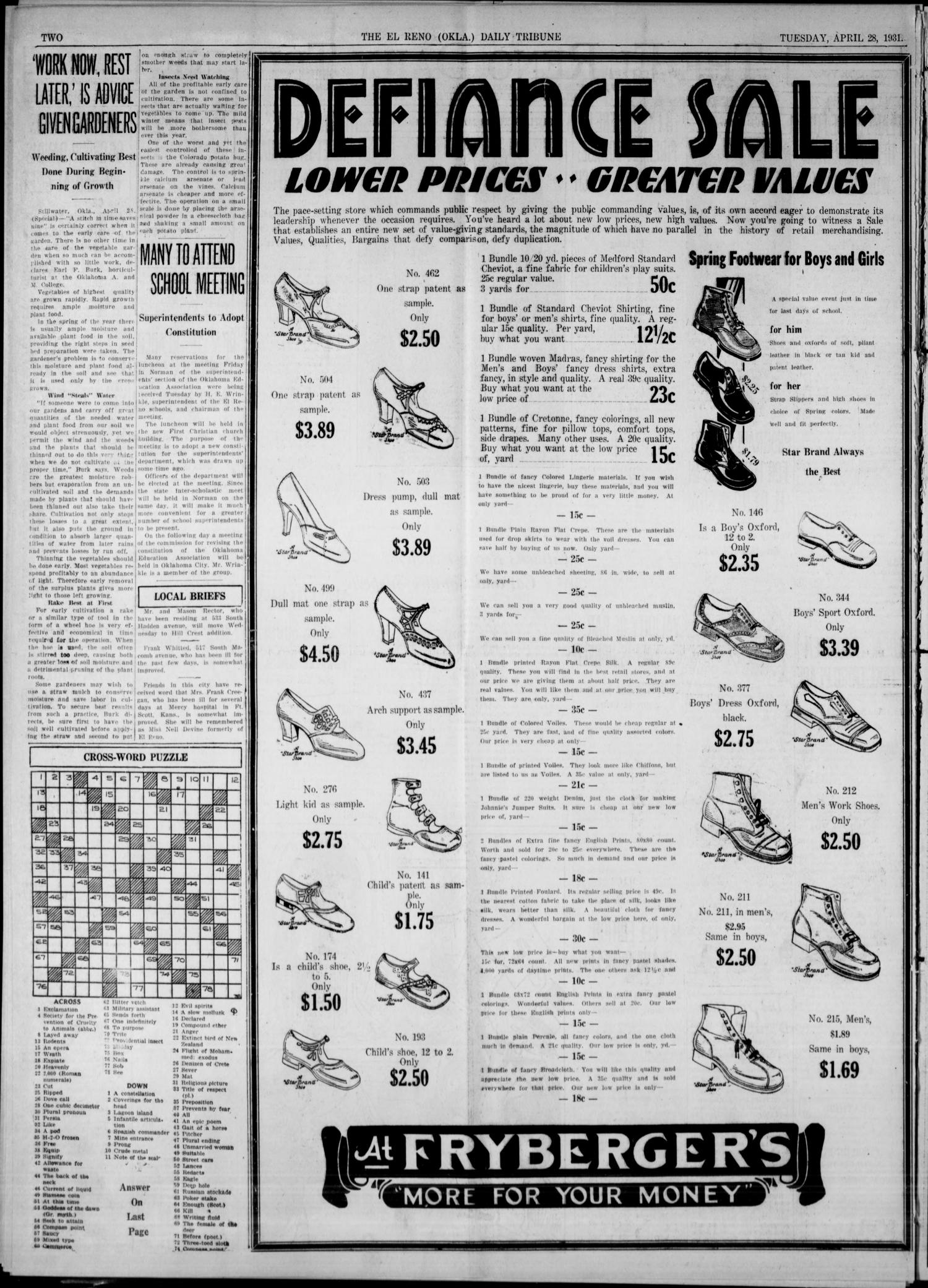 The El Reno Daily Tribune (El Reno, Okla.), Vol. 40, No. 74, Ed. 1 Tuesday, April 28, 1931
                                                
                                                    [Sequence #]: 2 of 6
                                                