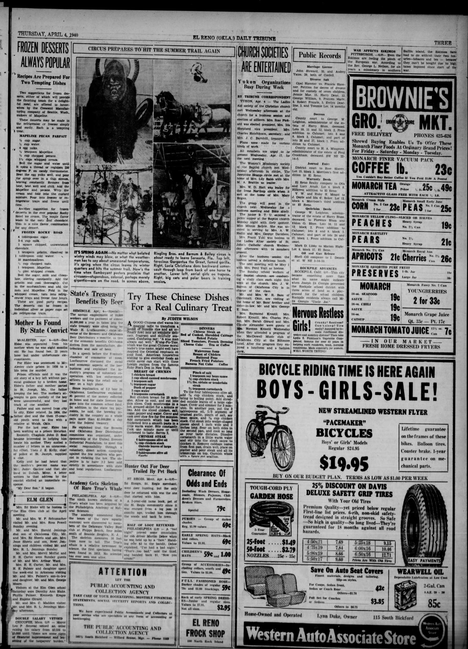 The El Reno Daily Tribune (El Reno, Okla.), Vol. 49, No. 30, Ed. 1 Thursday, April 4, 1940
                                                
                                                    [Sequence #]: 3 of 12
                                                