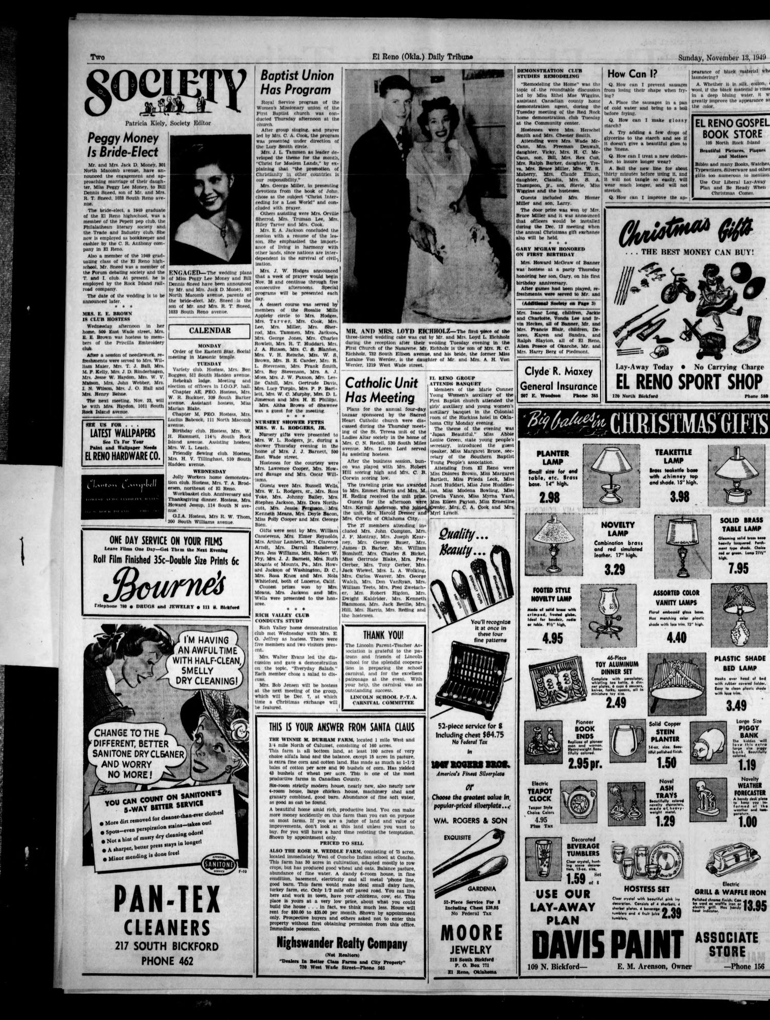 The El Reno Daily Tribune (El Reno, Okla.), Vol. 58, No. 218, Ed. 1 Sunday, November 13, 1949
                                                
                                                    [Sequence #]: 2 of 12
                                                