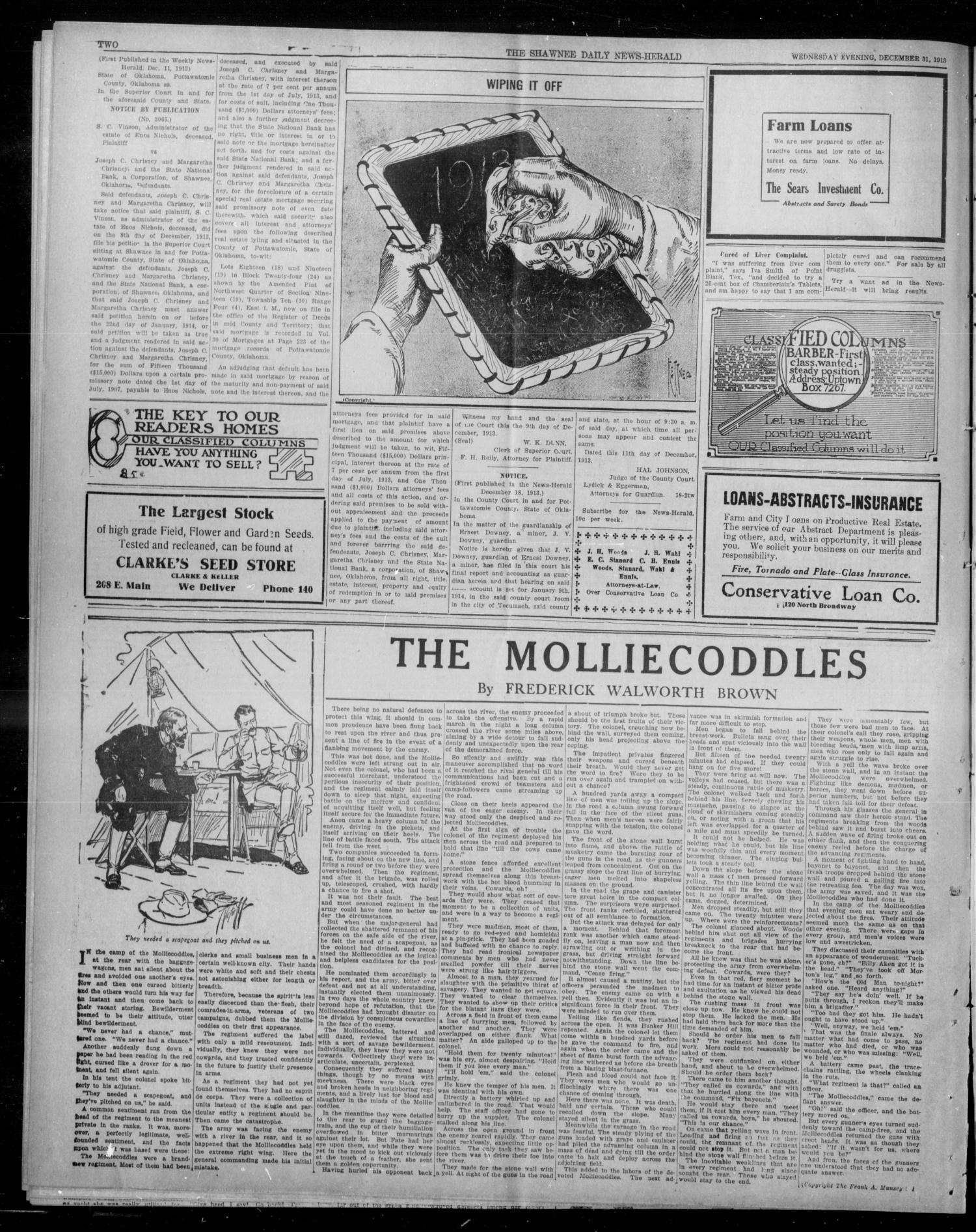 The Shawnee Daily News-Herald (Shawnee, Okla.), Vol. 19, No. 98, Ed. 1 Wednesday, December 31, 1913
                                                
                                                    [Sequence #]: 2 of 7
                                                