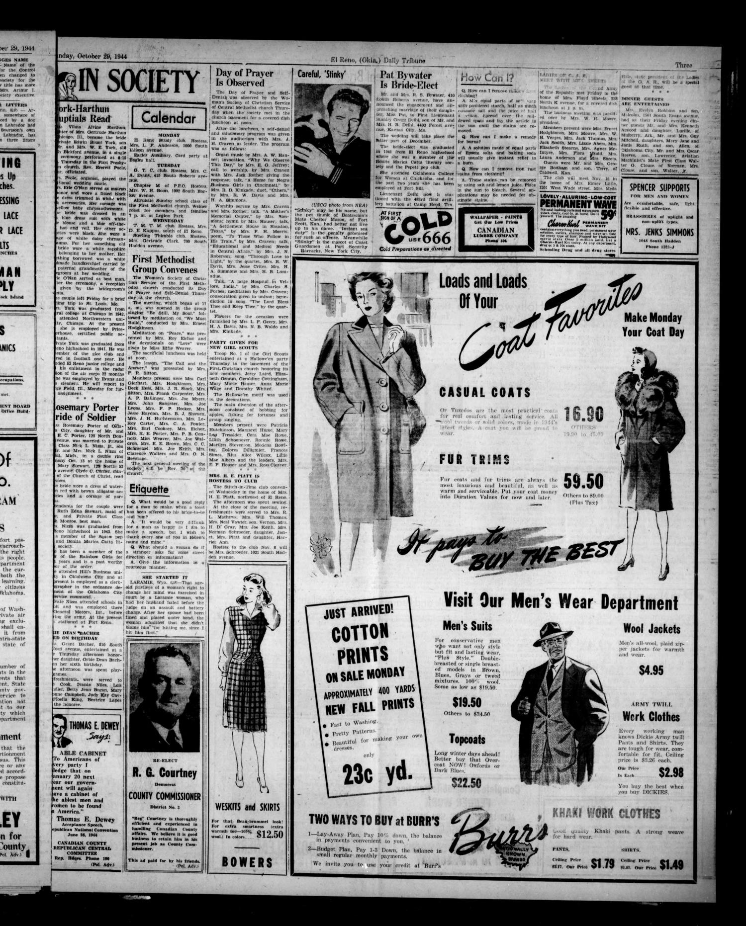 The El Reno Daily Tribune (El Reno, Okla.), Vol. 53, No. 206, Ed. 1 Sunday, October 29, 1944
                                                
                                                    [Sequence #]: 3 of 8
                                                