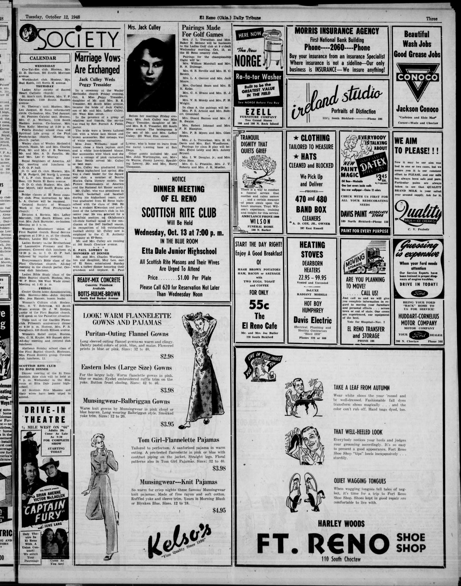 The El Reno Daily Tribune (El Reno, Okla.), Vol. 57, No. 191, Ed. 1 Tuesday, October 12, 1948
                                                
                                                    [Sequence #]: 3 of 6
                                                