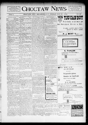 Choctaw News. (Choctaw City, Okla. Terr.), Vol. 1, No. 39, Ed. 1 Friday, November 9, 1894