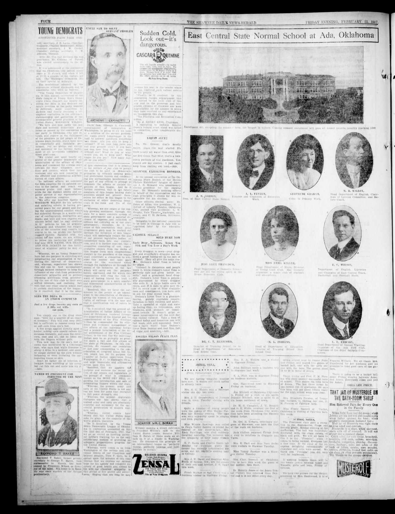 The Shawnee Daily News-Herald (Shawnee, Okla.), Vol. 22, No. 208, Ed. 1 Friday, February 23, 1917
                                                
                                                    [Sequence #]: 4 of 6
                                                