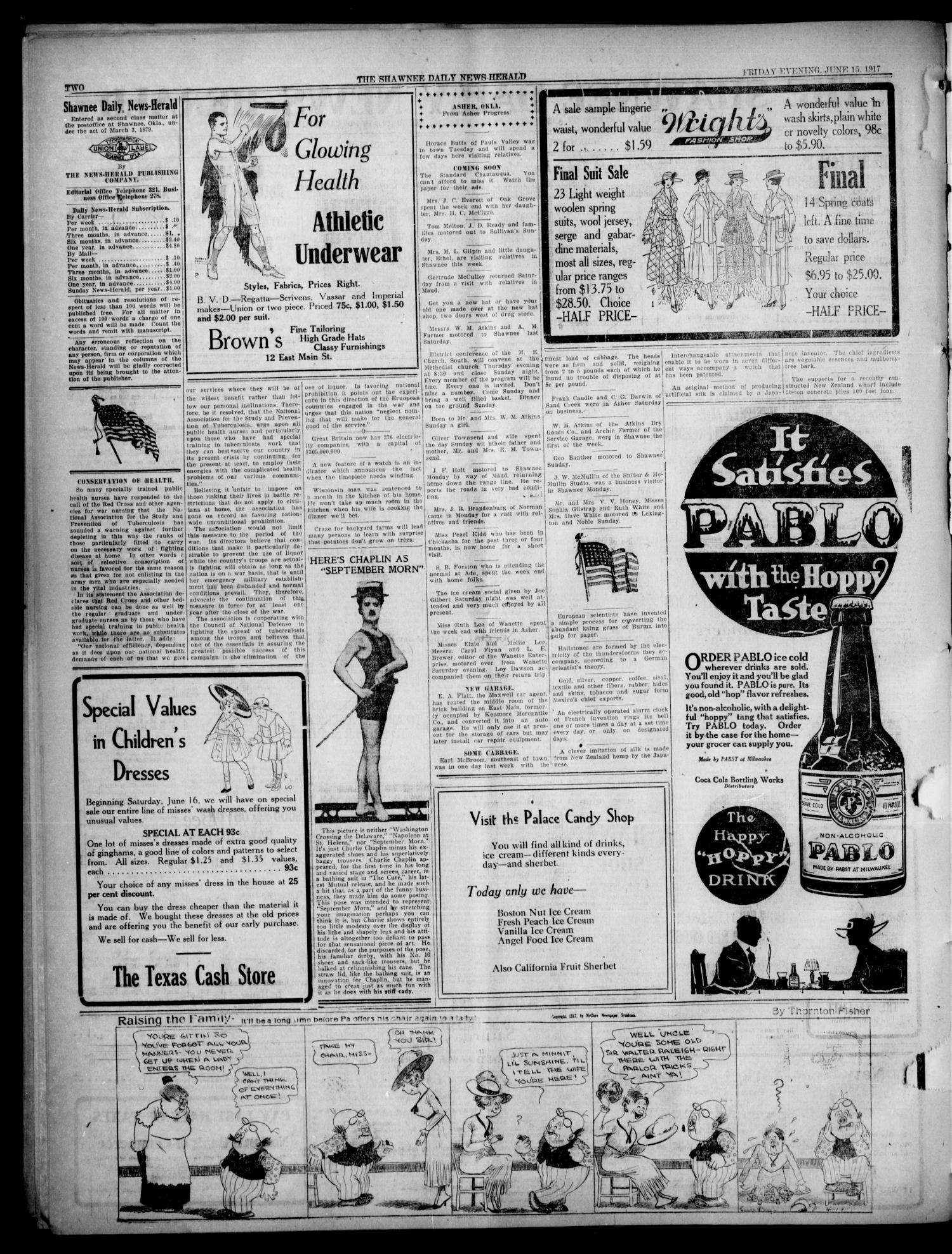 The Shawnee Daily News-Herald (Shawnee, Okla.), Vol. 23, No. 58, Ed. 1 Friday, June 15, 1917
                                                
                                                    [Sequence #]: 2 of 6
                                                