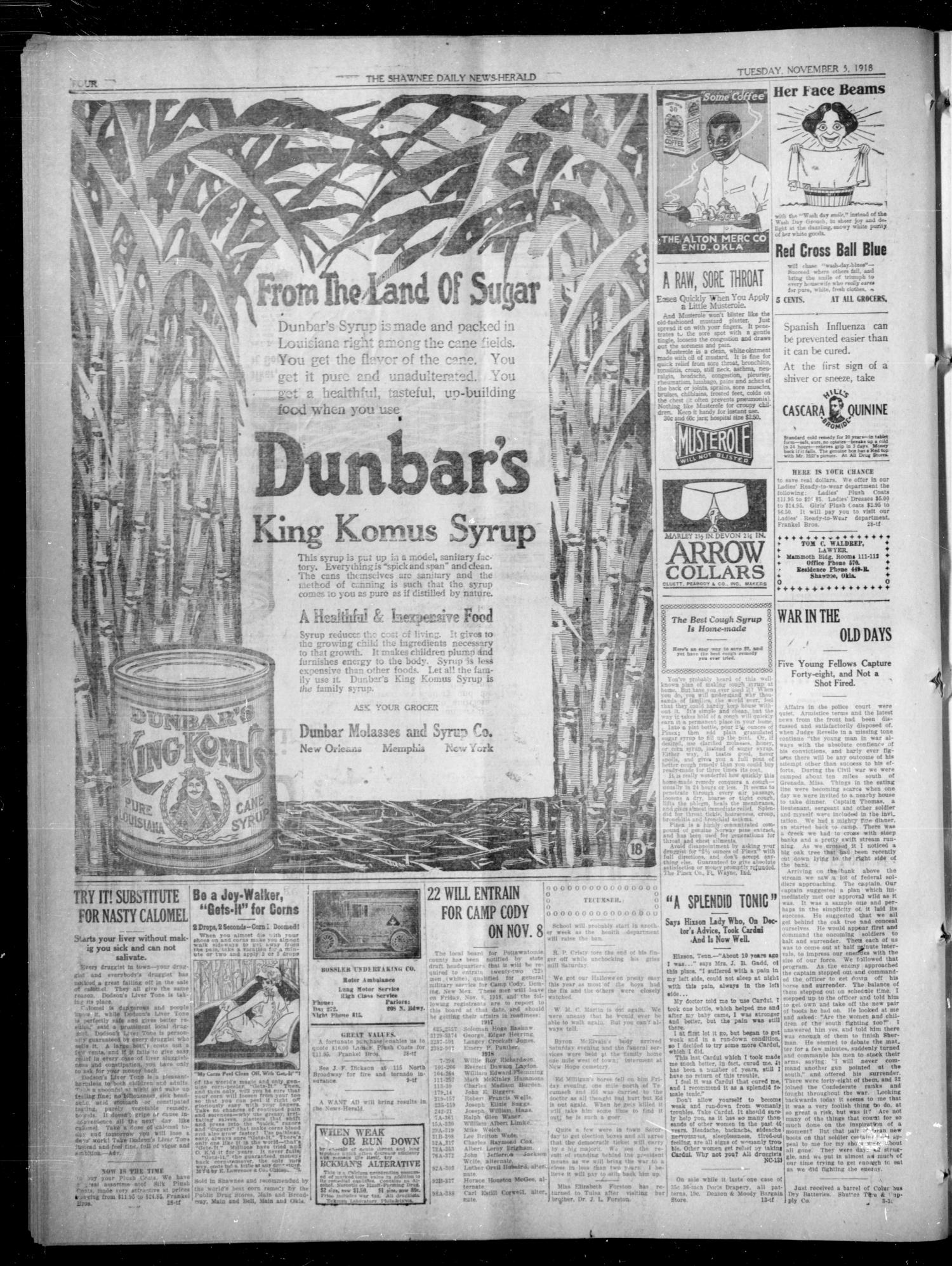 The Shawnee Daily News-Herald (Shawnee, Okla.), Vol. 24, No. 159, Ed. 1 Tuesday, November 5, 1918
                                                
                                                    [Sequence #]: 4 of 4
                                                