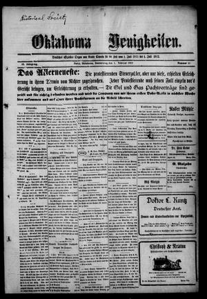 Oklahoma Neuigkeiten. (Perry, Okla.), Vol. 10, No. 41, Ed. 1 Thursday, February 1, 1912