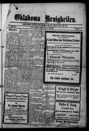 Oklahoma Neuigkeiten. (Perry, Okla.), Vol. 11, No. 4, Ed. 1 Thursday, May 23, 1912