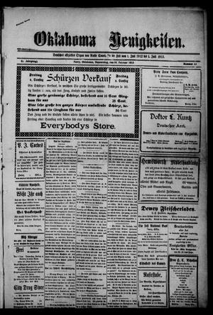 Oklahoma Neuigkeiten. (Perry, Okla.), Vol. 11, No. 44, Ed. 1 Thursday, February 20, 1913