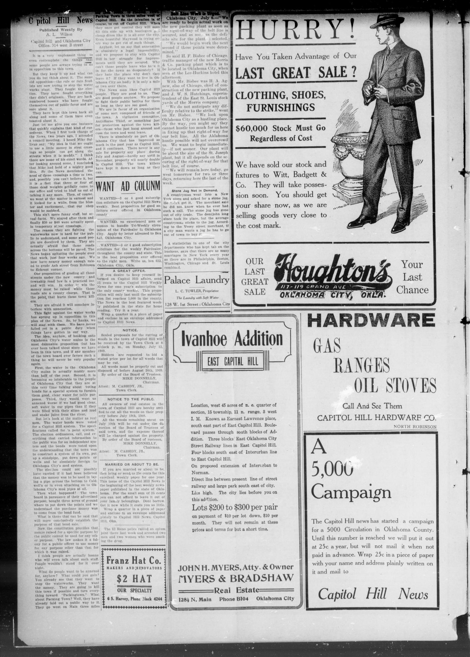 The Capitol Hill Weekly News (Capitol Hill, Okla.), Vol. 4, No. 43, Ed. 1 Saturday, July 17, 1909
                                                
                                                    [Sequence #]: 4 of 8
                                                