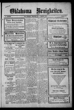 Oklahoma Neuigkeiten. (Perry, Okla.), Vol. 12, No. 20, Ed. 1 Thursday, September 4, 1913