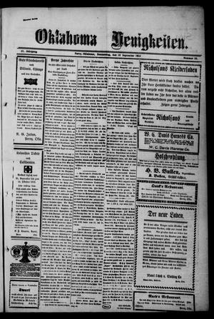 Oklahoma Neuigkeiten. (Perry, Okla.), Vol. 12, No. 22, Ed. 1 Thursday, September 18, 1913