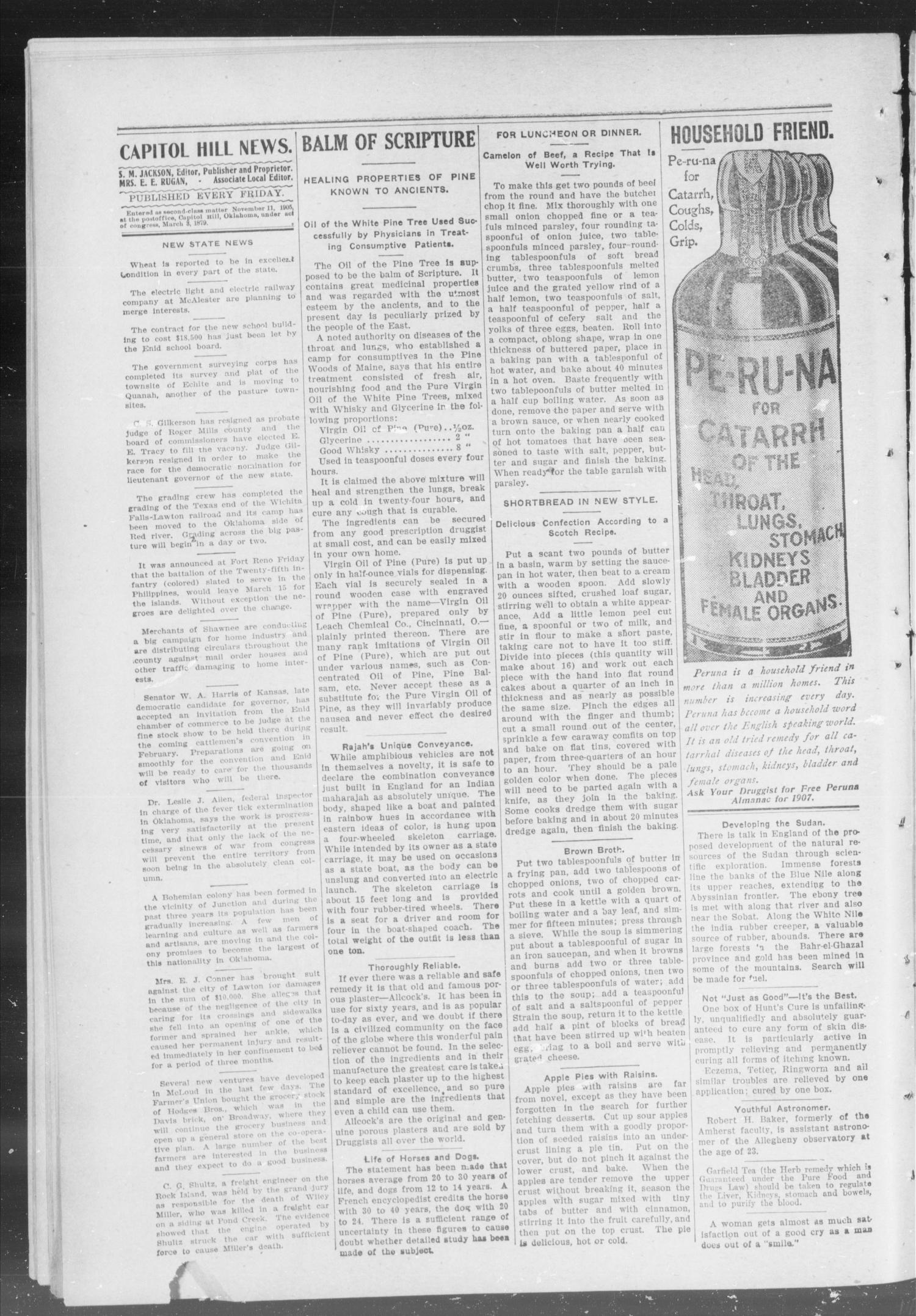 Capitol Hill News. (Capitol Hill, Okla.), Vol. 2, No. 21, Ed. 1 Thursday, January 24, 1907
                                                
                                                    [Sequence #]: 2 of 12
                                                