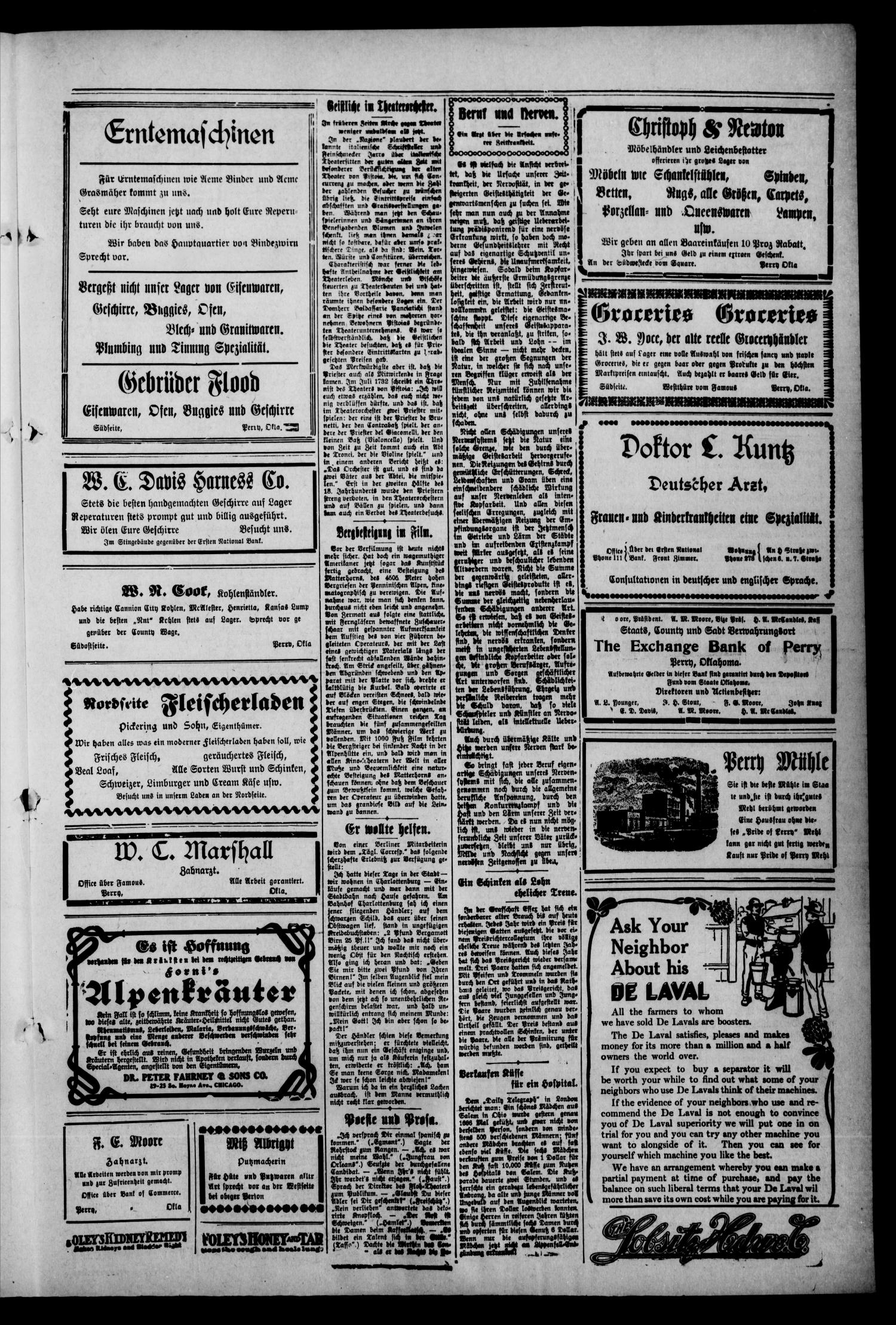 Oklahoma Neuigkeiten. (Perry, Okla.), Vol. 13, No. 4, Ed. 1 Thursday, May 14, 1914
                                                
                                                    [Sequence #]: 3 of 4
                                                