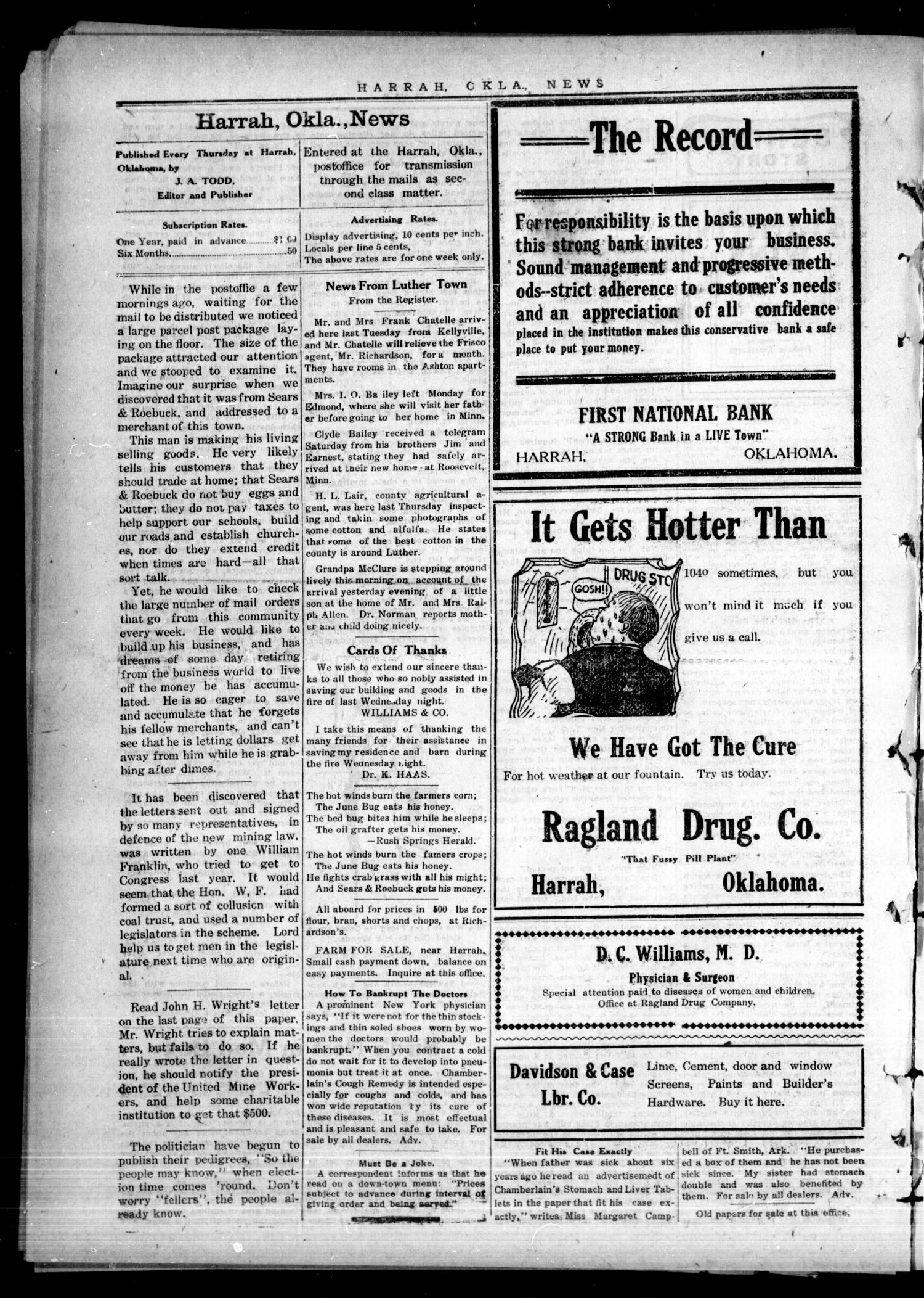 Harrah News (Harrah, Okla.), Vol. 4, No. 27, Ed. 1 Thursday, July 31, 1913
                                                
                                                    [Sequence #]: 4 of 8
                                                