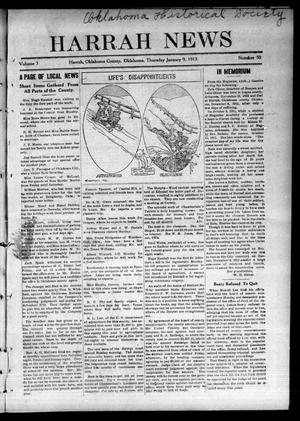 Primary view of object titled 'Harrah News (Harrah, Okla.), Vol. 3, No. 50, Ed. 1 Thursday, January 9, 1913'.
