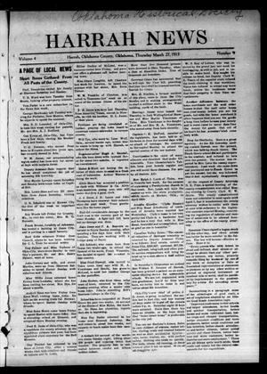 Primary view of object titled 'Harrah News (Harrah, Okla.), Vol. 4, No. 9, Ed. 1 Thursday, March 27, 1913'.
