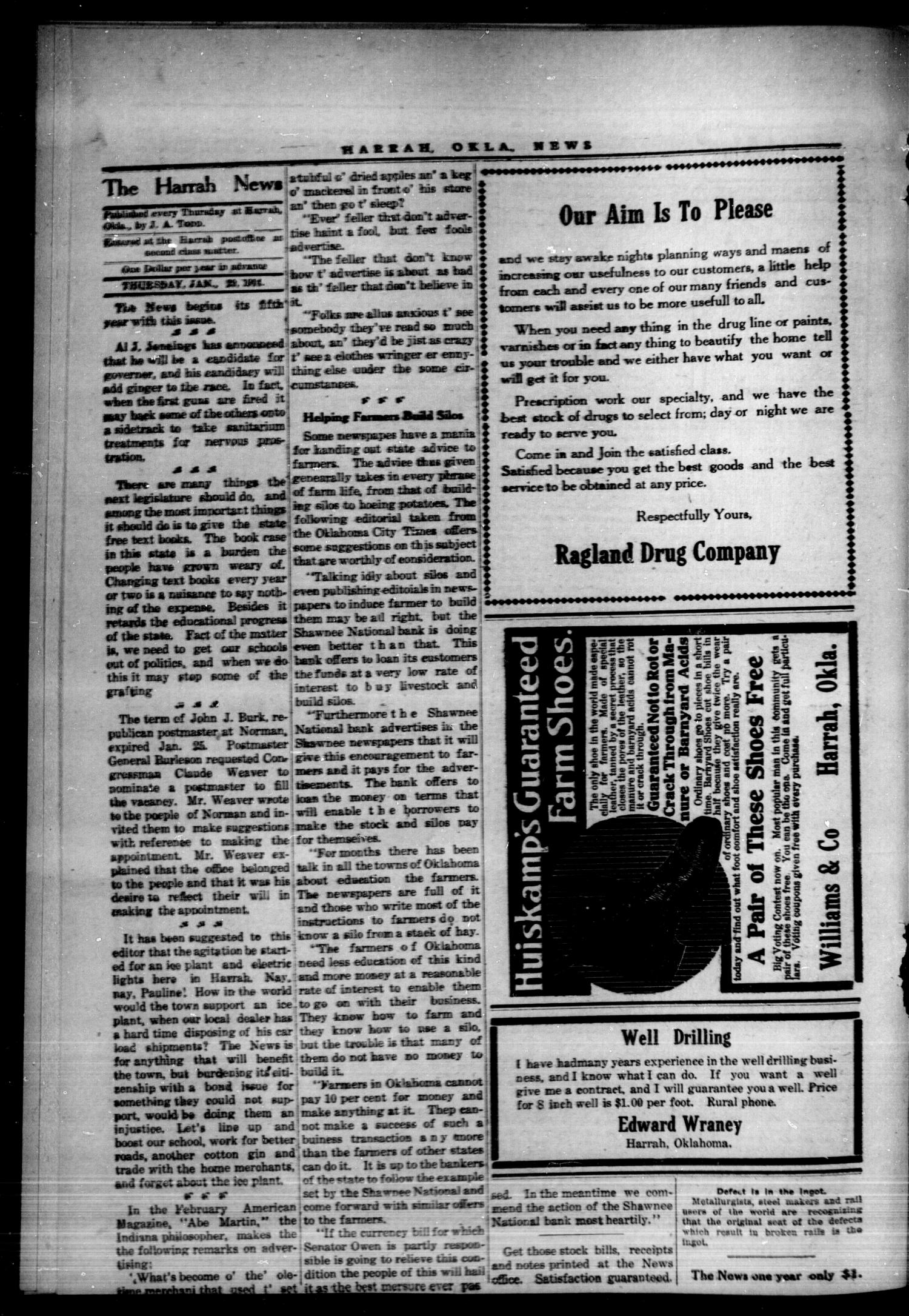 Harrah News (Harrah, Okla.), Vol. 5, No. 1, Ed. 1 Thursday, January 29, 1914
                                                
                                                    [Sequence #]: 4 of 8
                                                