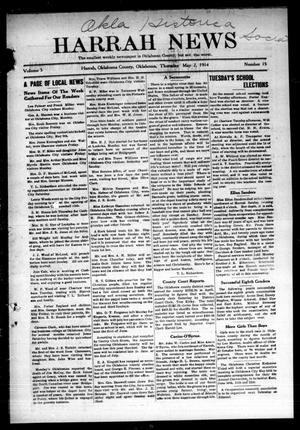Primary view of object titled 'Harrah News (Harrah, Okla.), Vol. 5, No. 15, Ed. 1 Thursday, May 7, 1914'.
