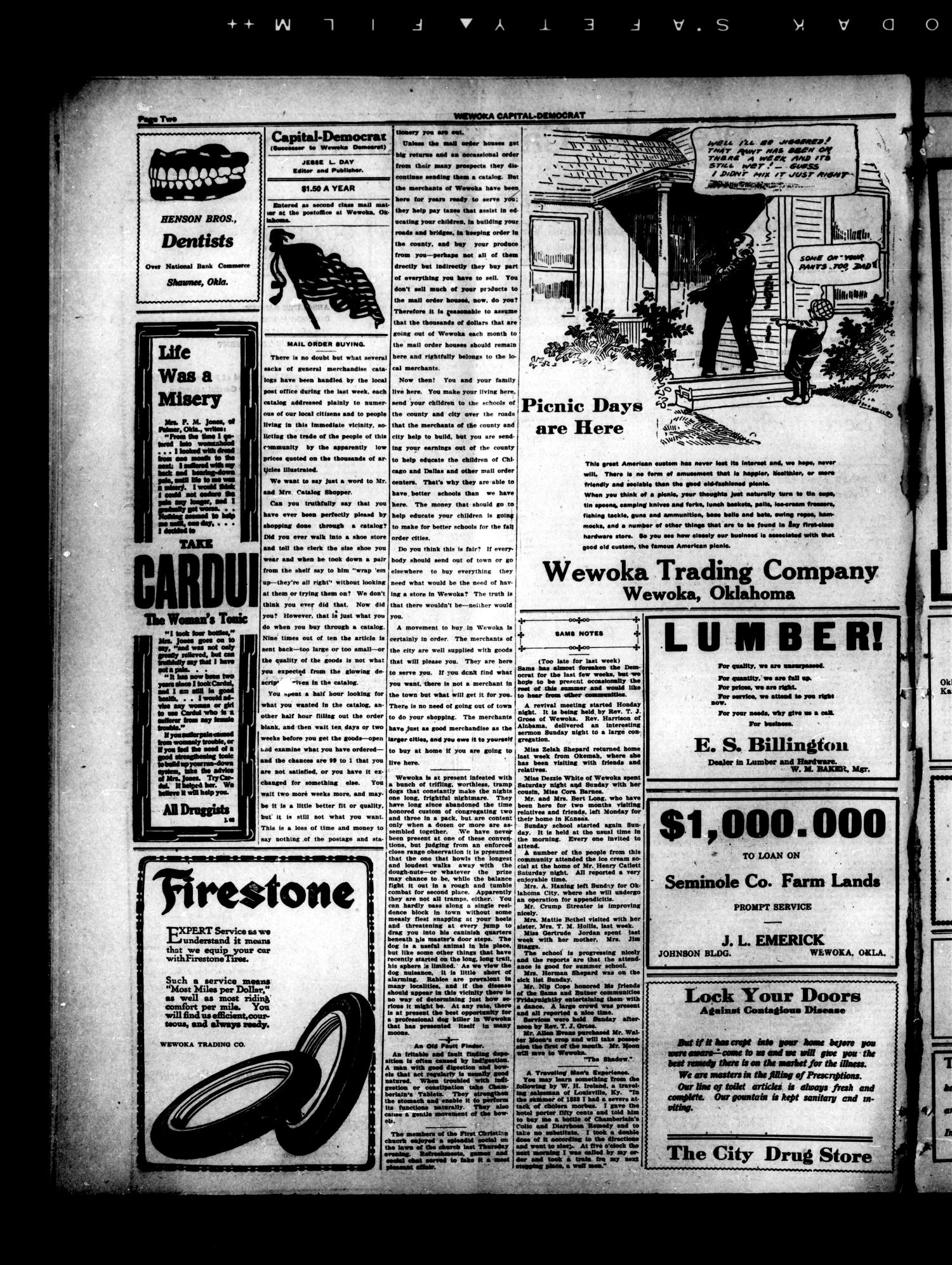 Wewoka Capital-Democrat (Wewoka, Okla.), Vol. 19, No. 31, Ed. 1 Thursday, August 7, 1919
                                                
                                                    [Sequence #]: 2 of 8
                                                