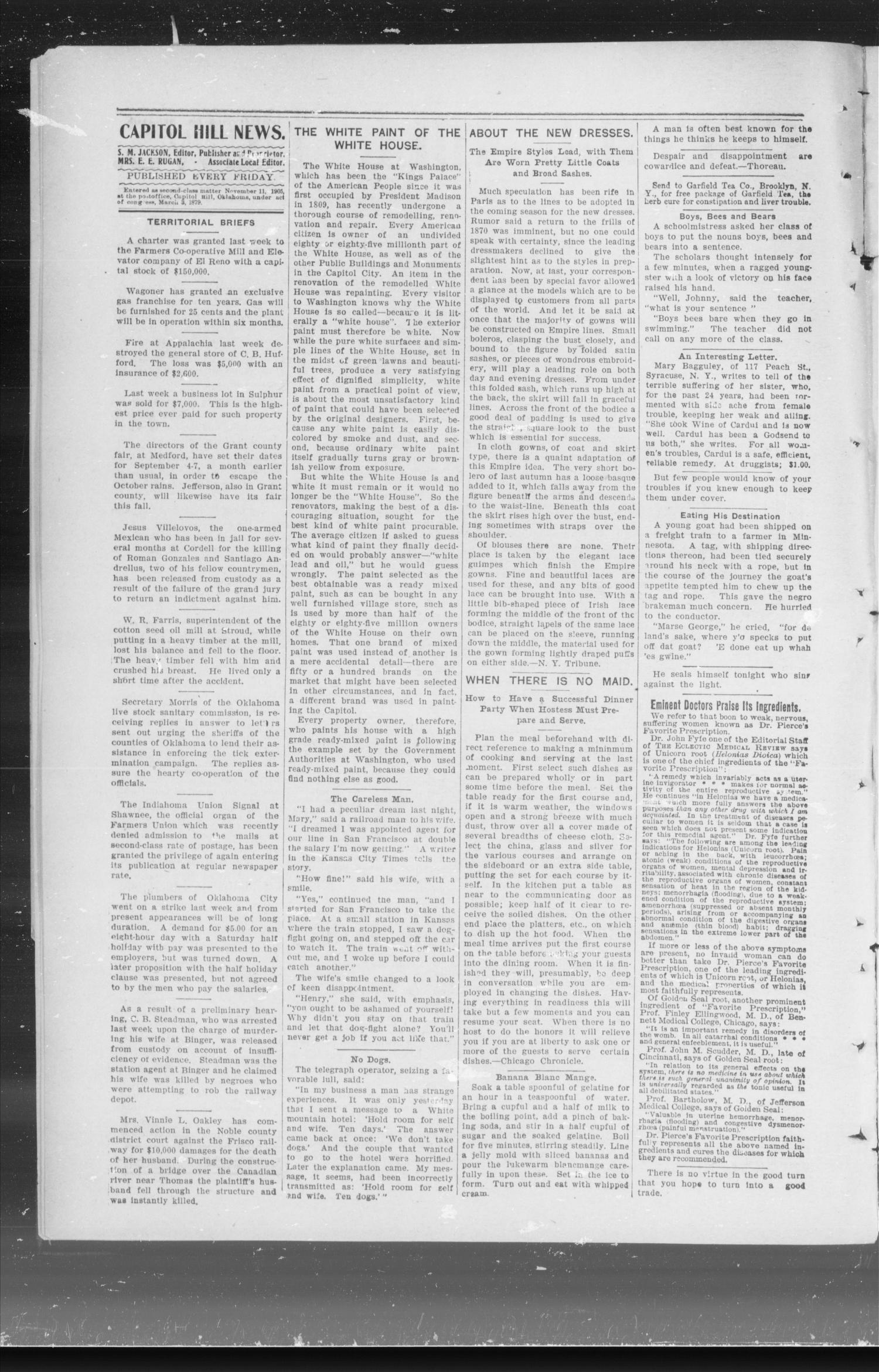 Capitol Hill News. (Capitol Hill, Okla.), Vol. 1, No. 36, Ed. 1 Friday, May 11, 1906
                                                
                                                    [Sequence #]: 2 of 8
                                                