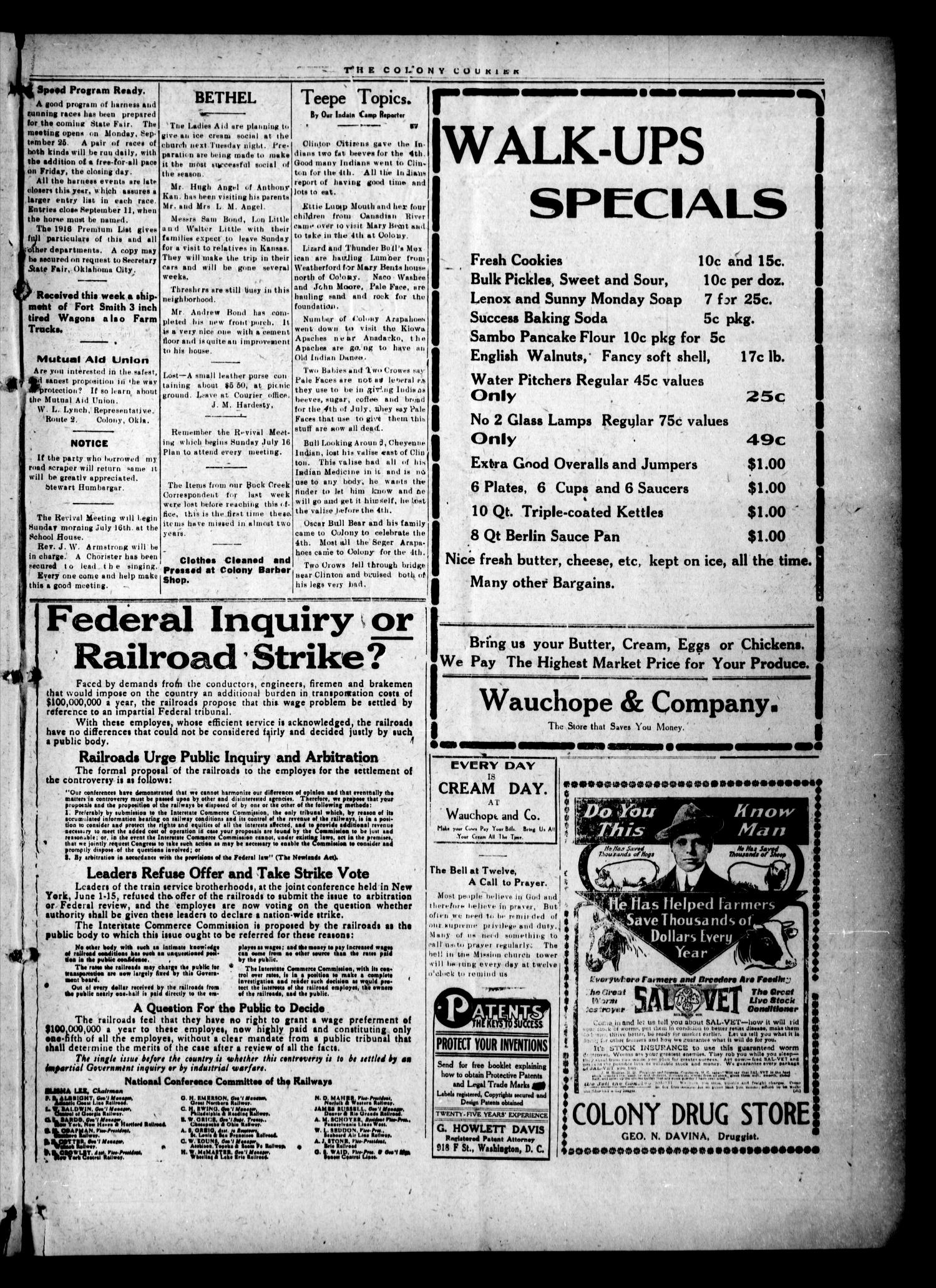 Colony Courier (Colony, Okla.), Vol. 7, No. 43, Ed. 1 Thursday, July 13, 1916
                                                
                                                    [Sequence #]: 5 of 8
                                                